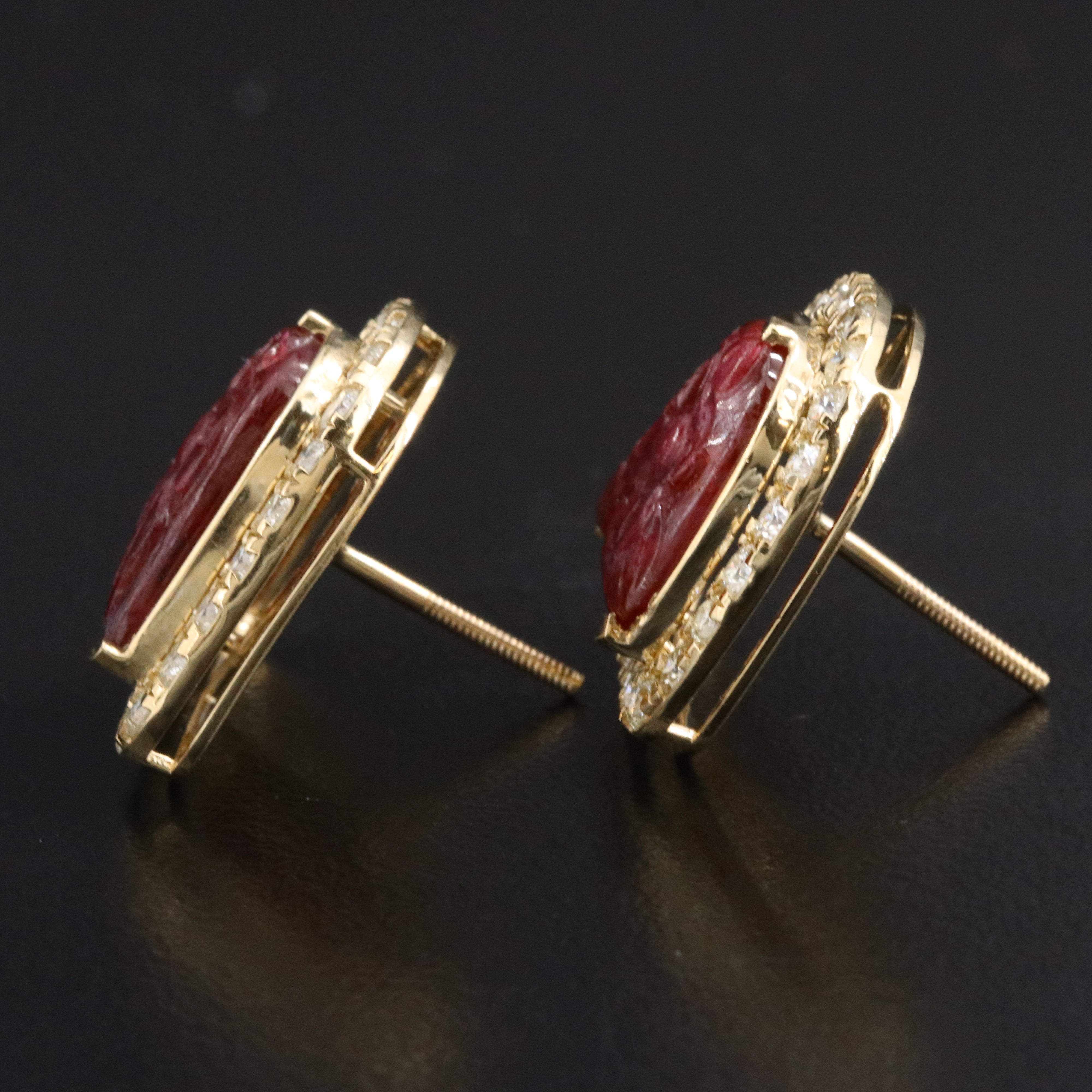 14K 8.74 CTW Ruby and 1.88 CTW Diamond Earrings