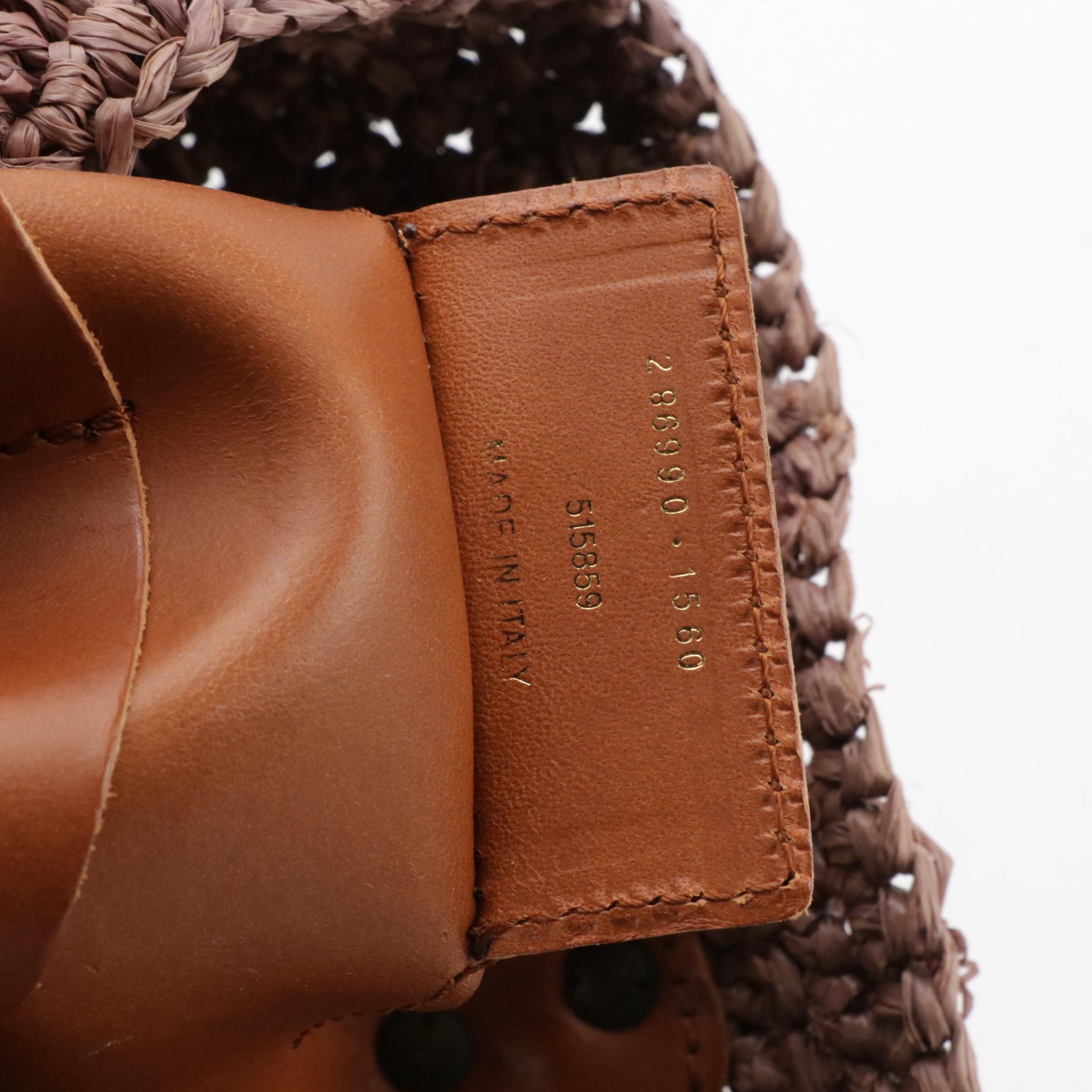 Balenciaga Panier Basket Tote in Frayed Raffia and Caramel Brown Leather Trim