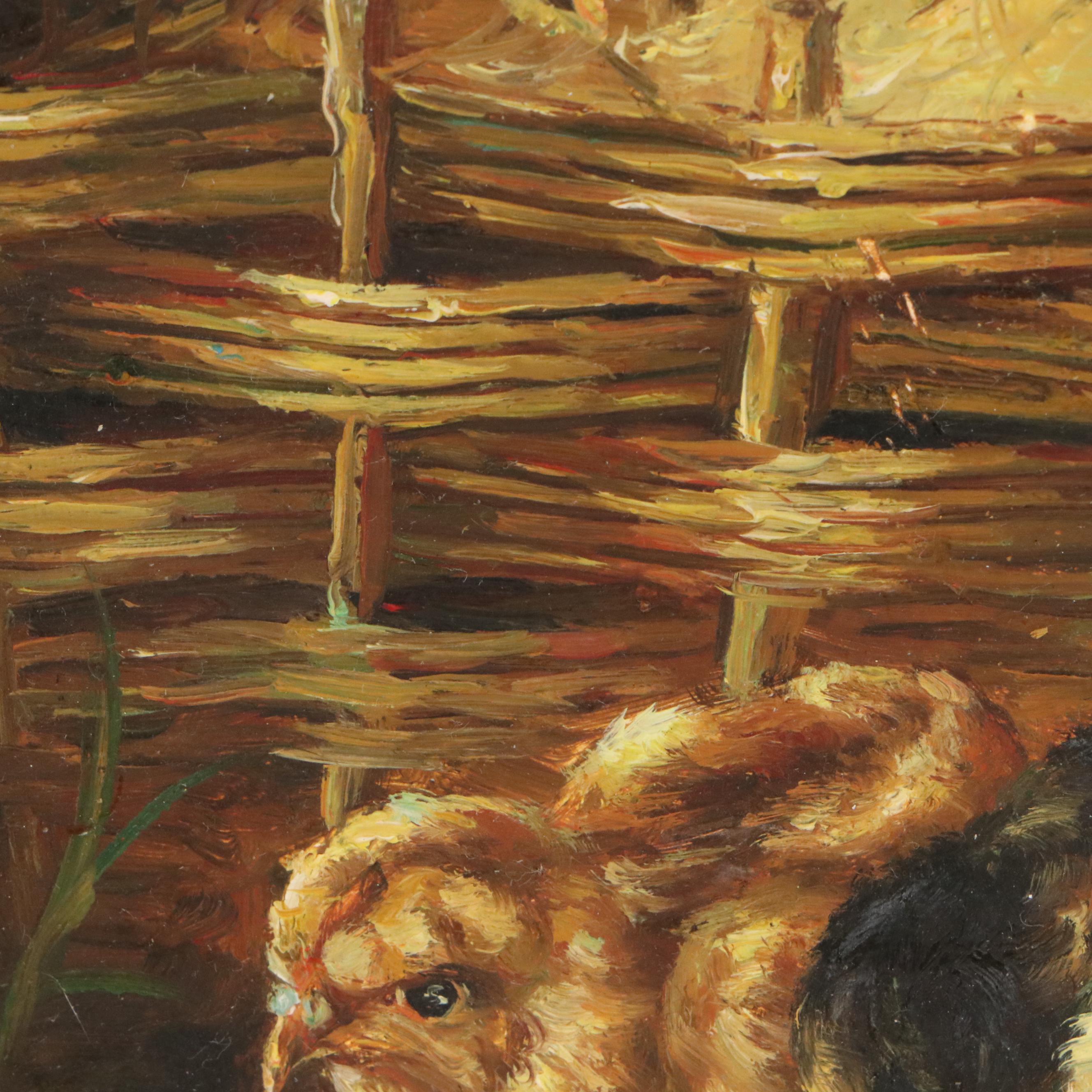 A. Hale Oil Painting of Chicks, Late 20th to 21st Century