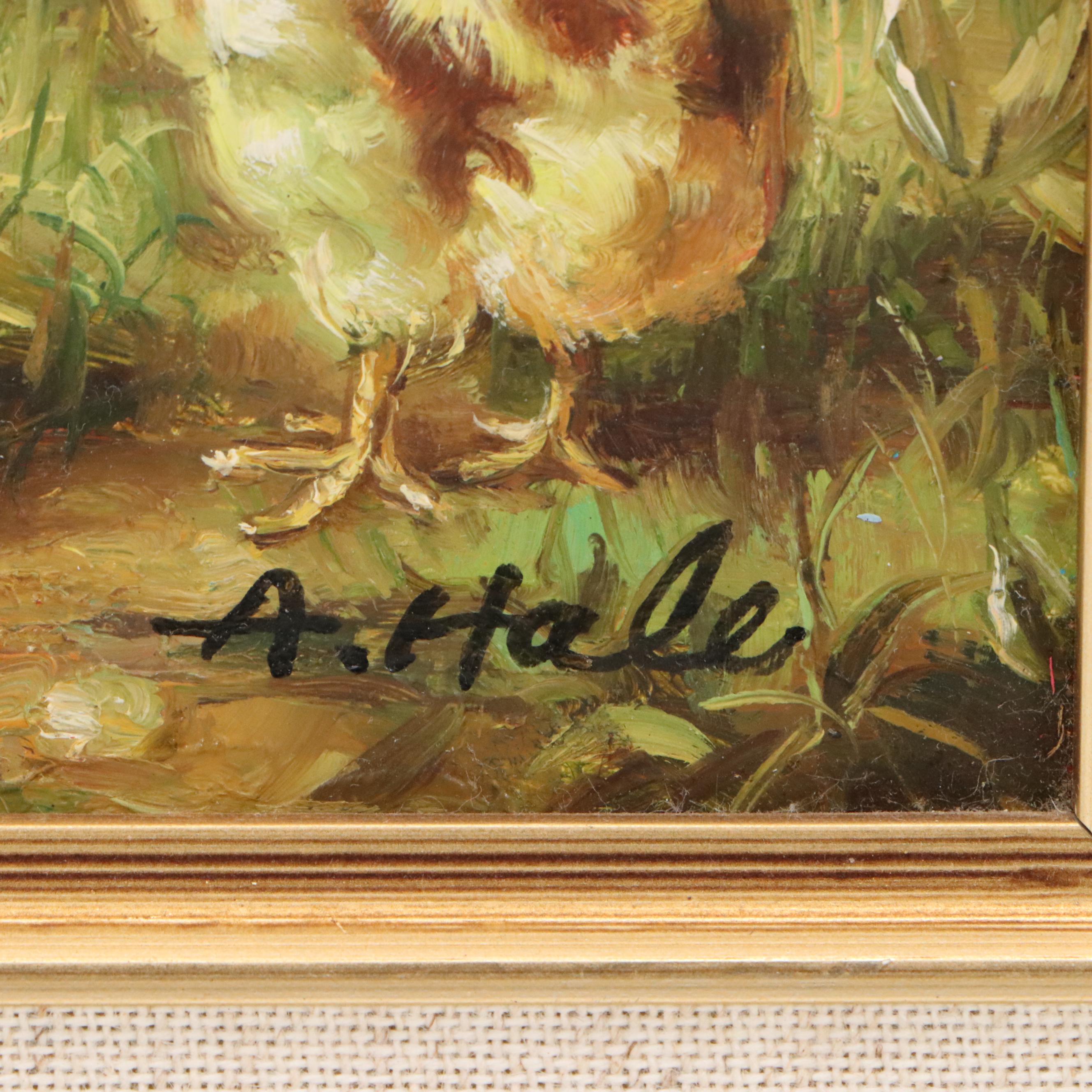 A. Hale Oil Painting of Chicks, Late 20th to 21st Century