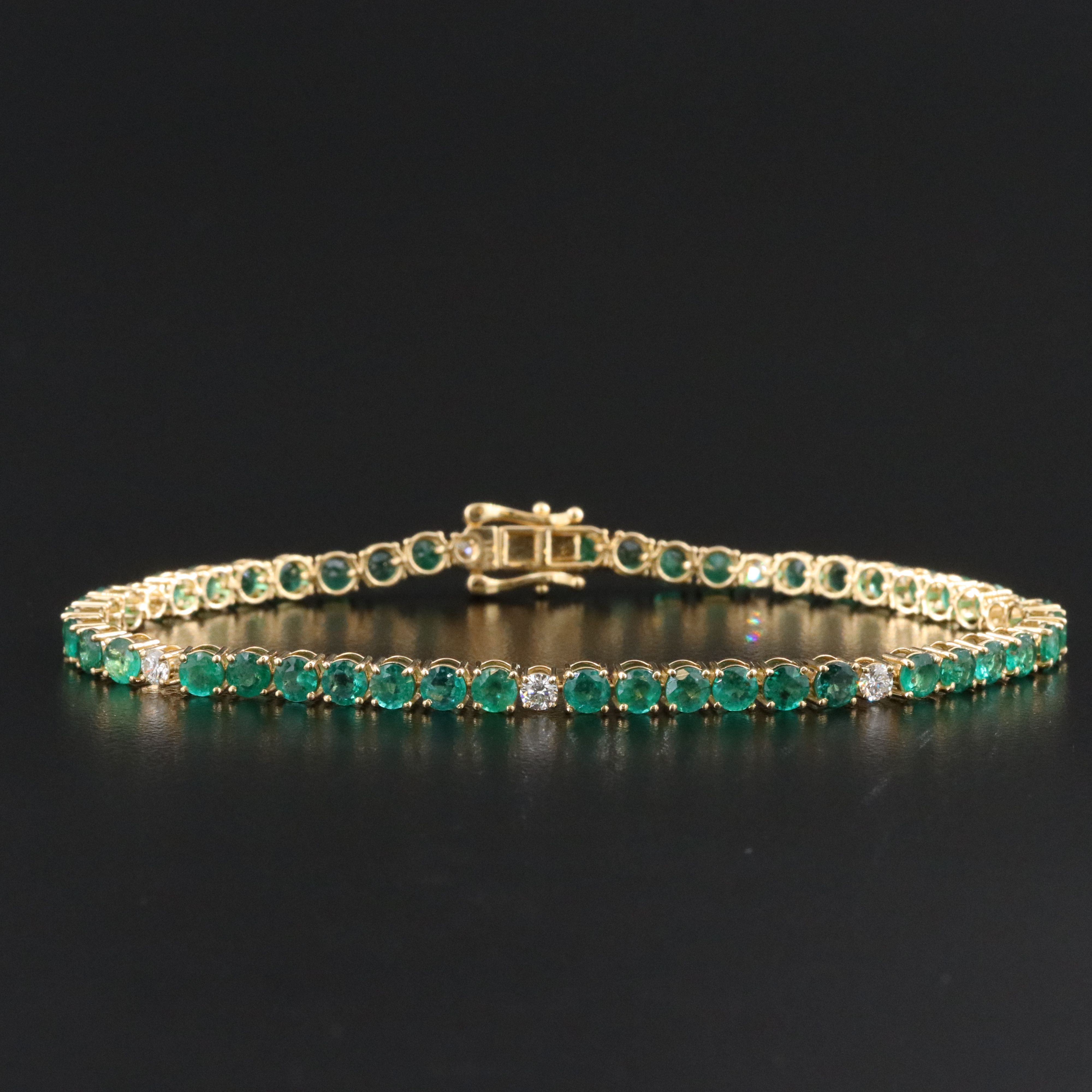 18K 6.78 CTW Emerald and Diamond Line Bracelet