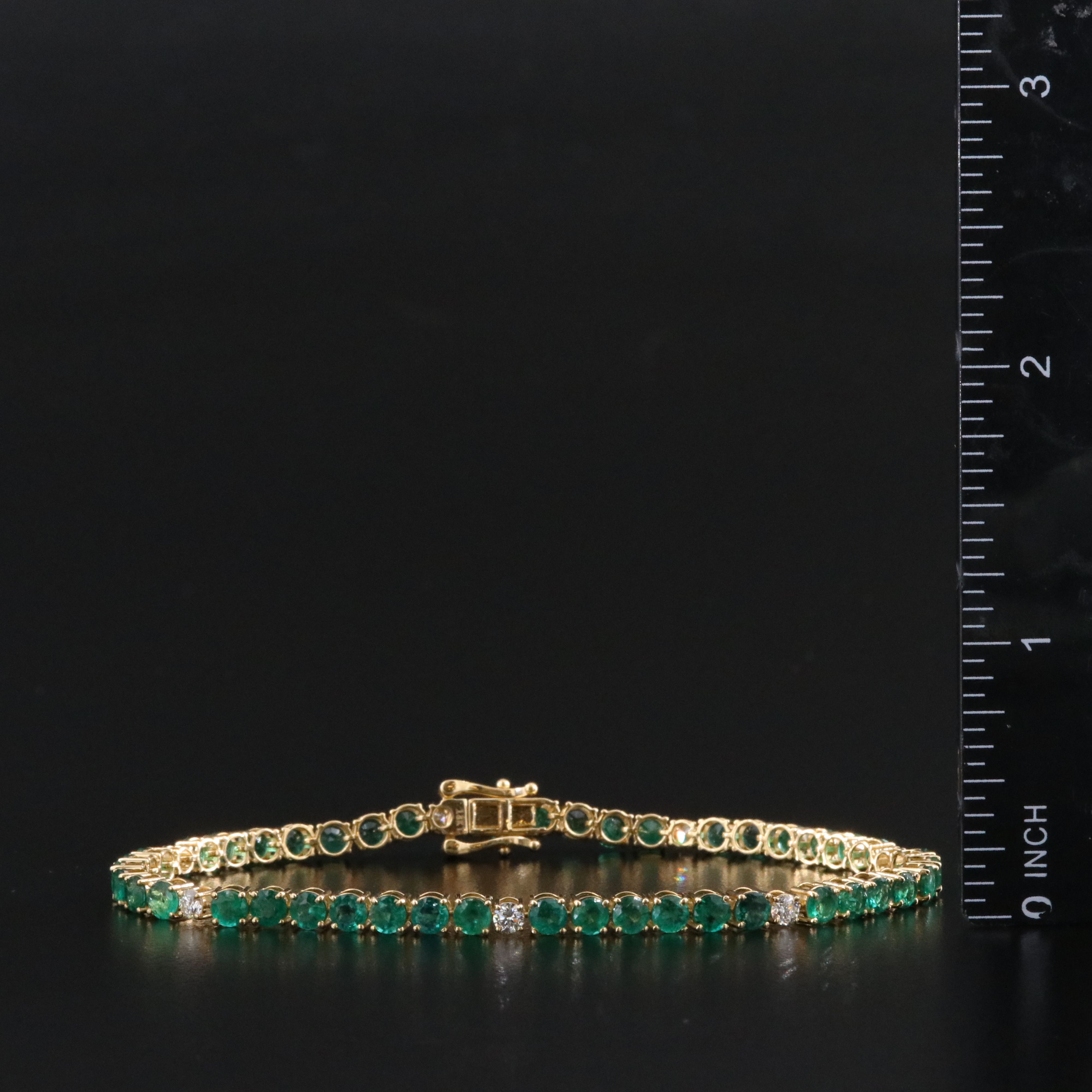 18K 6.78 CTW Emerald and Diamond Line Bracelet