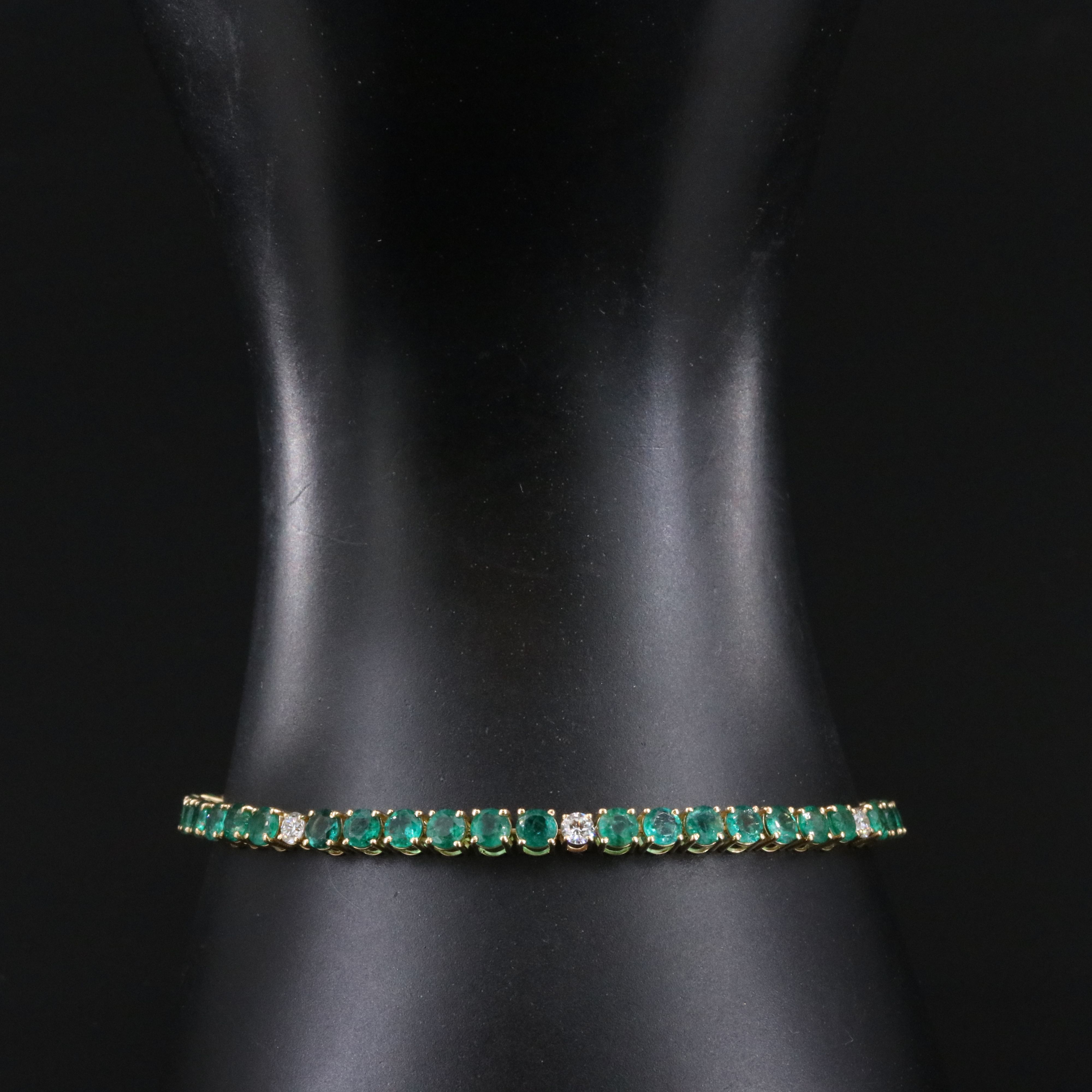 18K 6.78 CTW Emerald and Diamond Line Bracelet