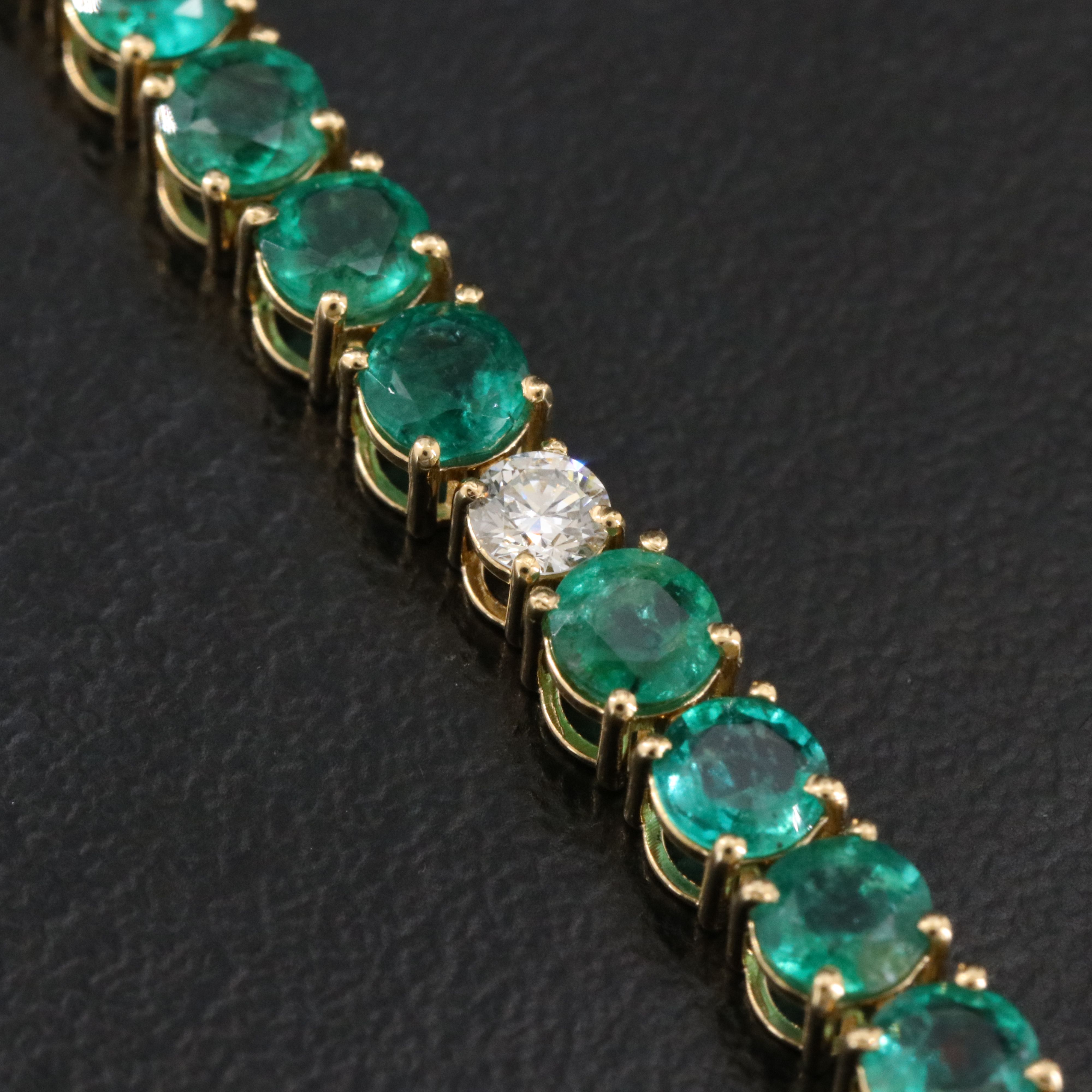 18K 6.78 CTW Emerald and Diamond Line Bracelet