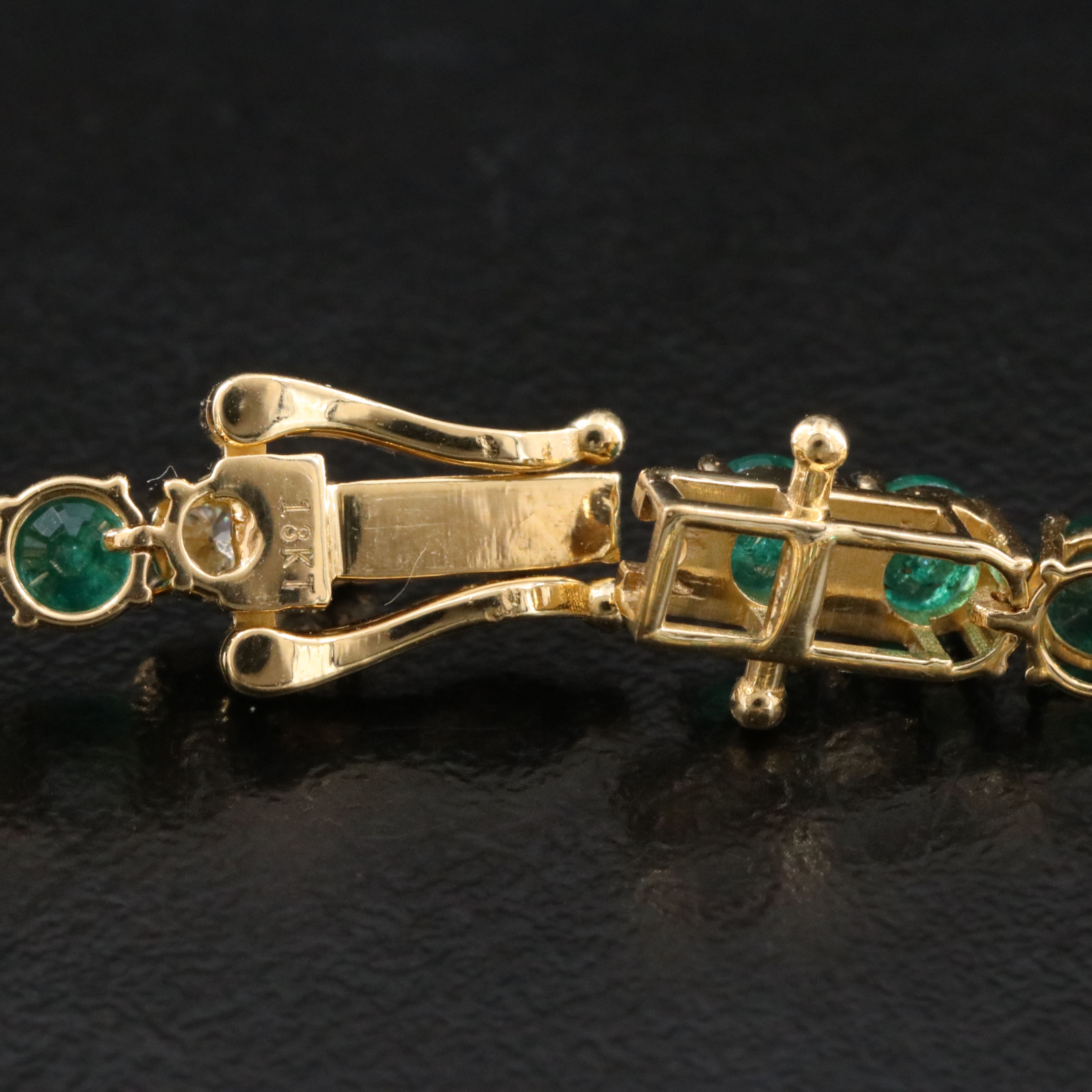 18K 6.78 CTW Emerald and Diamond Line Bracelet