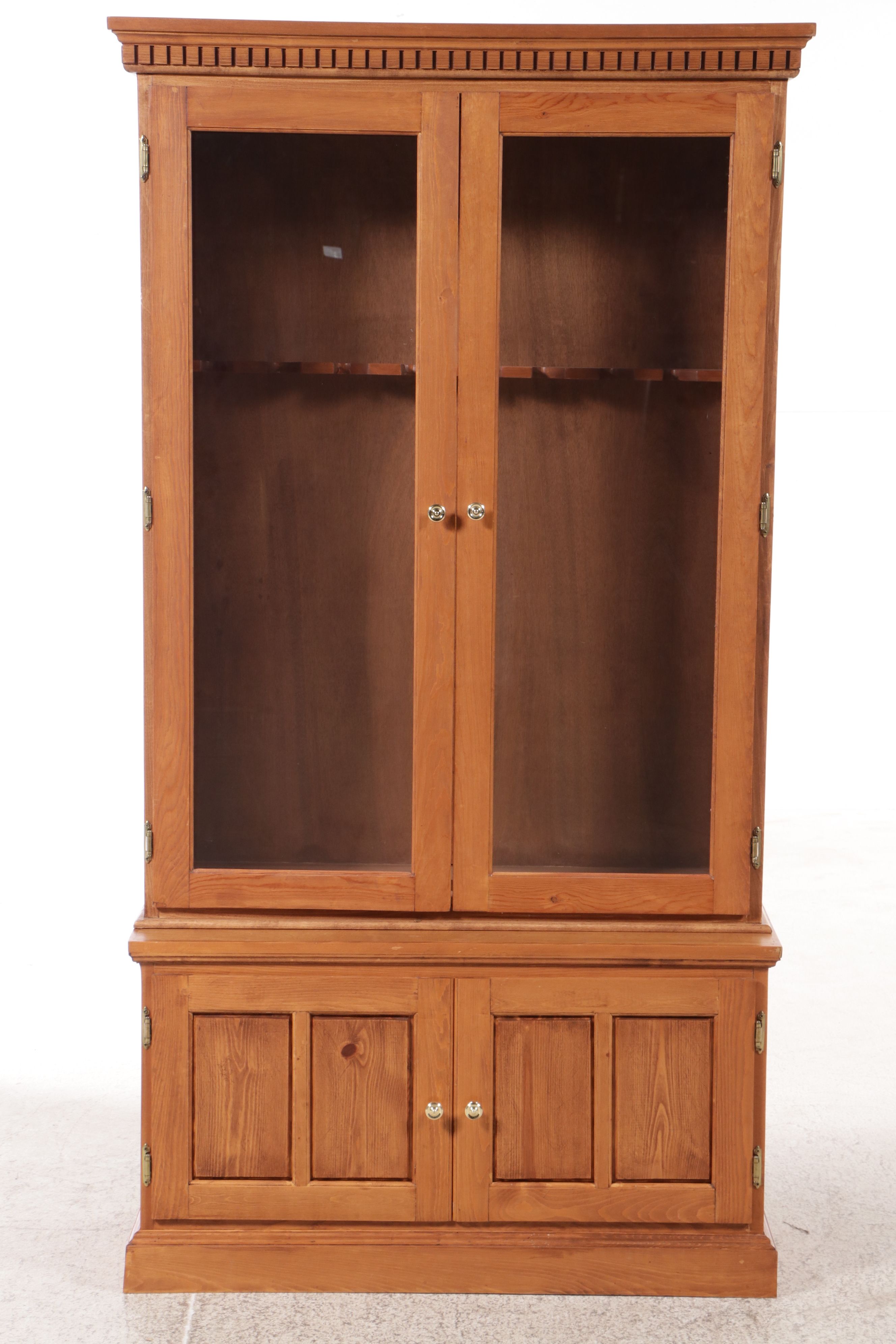 Federal Style Oak Glass Front Gun Cabinet