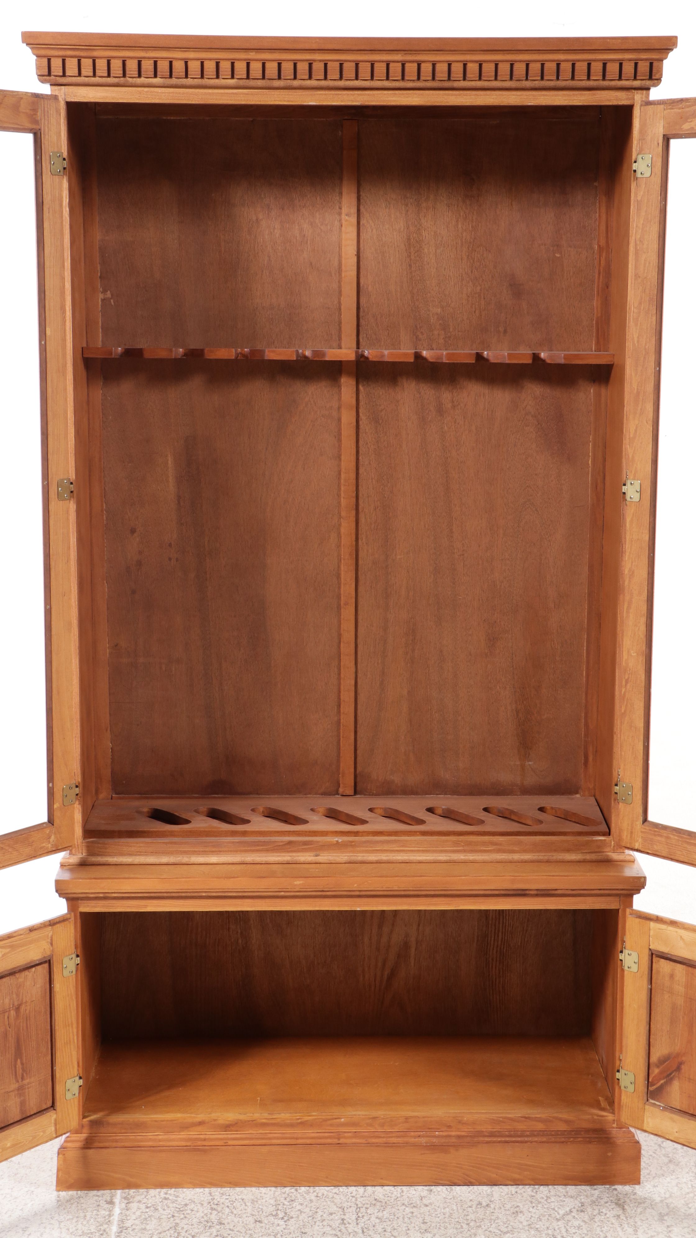 Federal Style Oak Glass Front Gun Cabinet