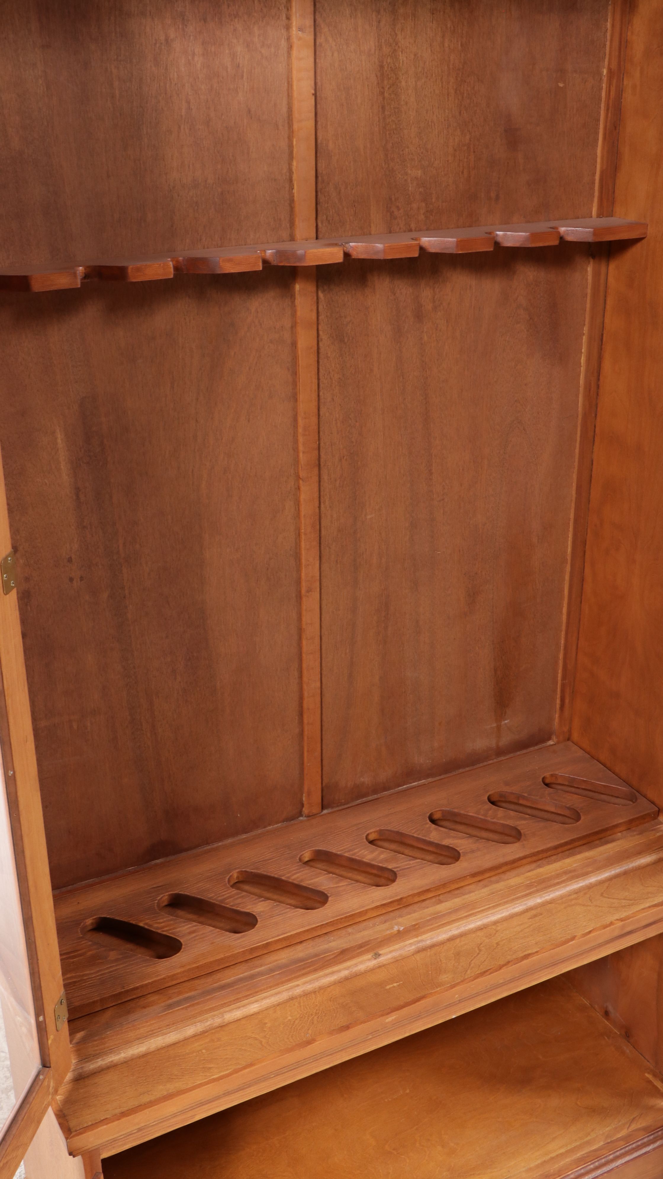 Federal Style Oak Glass Front Gun Cabinet