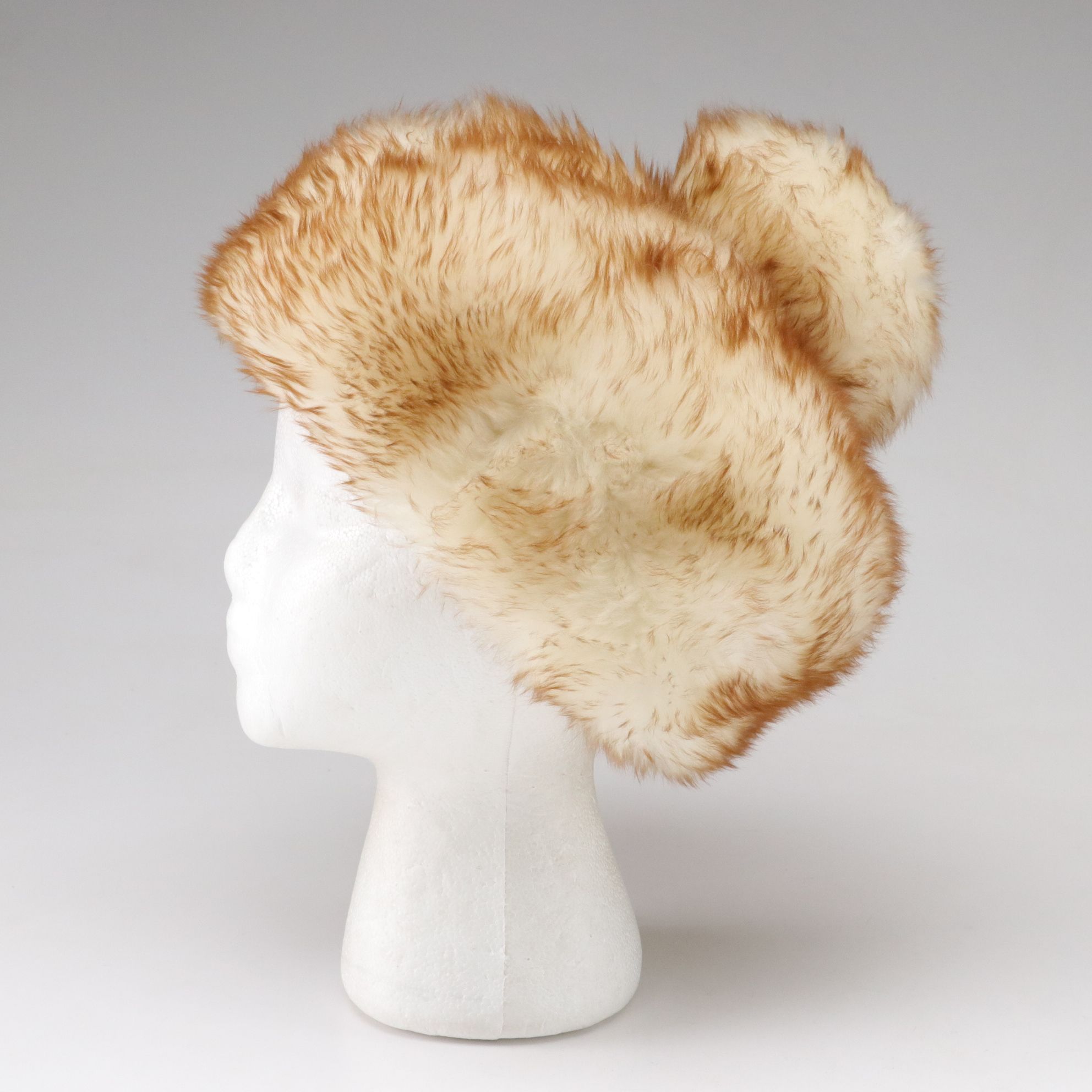 Mod Sheepskin Pom Hat and White Faux Mink Fur Cloche, Mid-20th C.