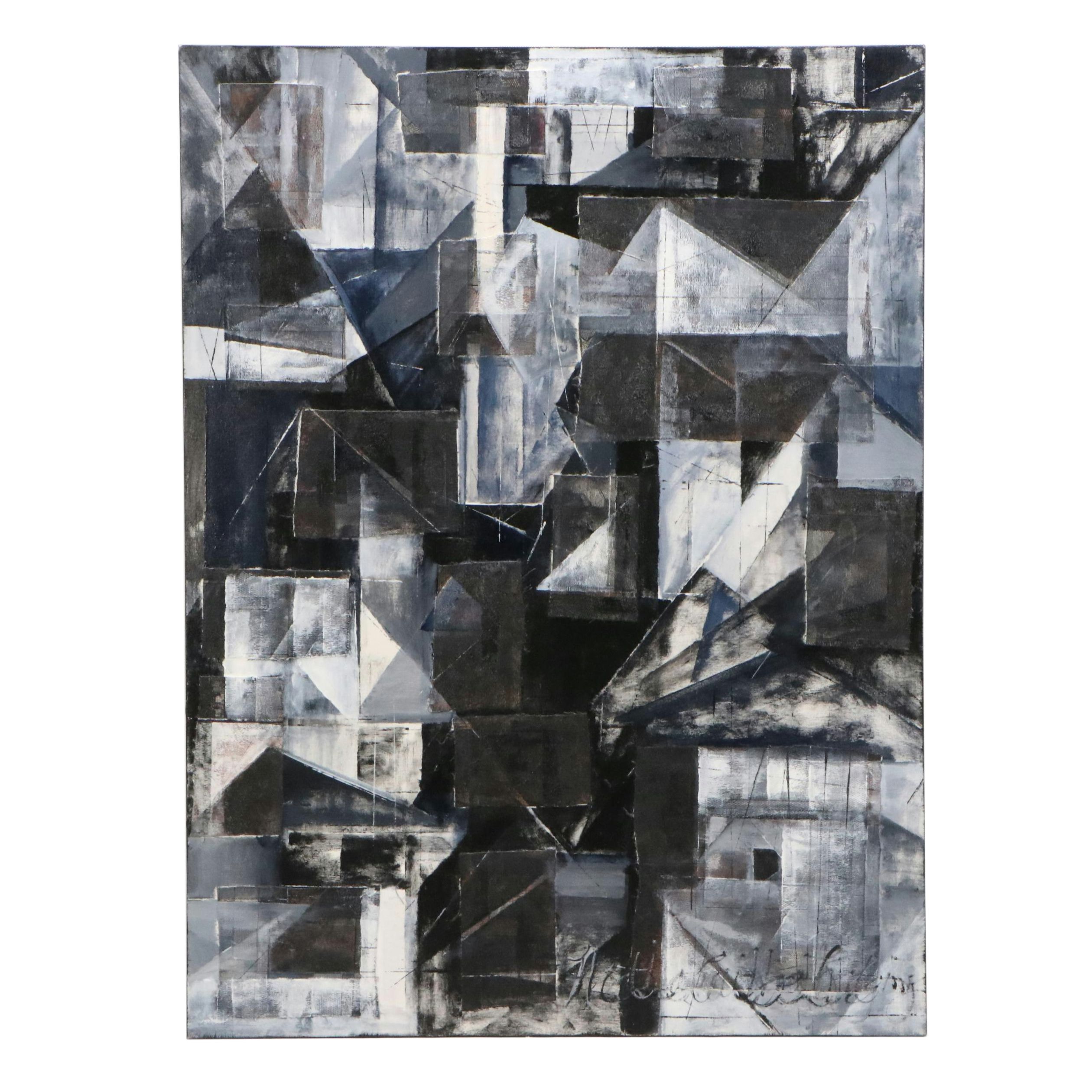 Heather Cuthbert Lutgring Mixed Media Painting "Lunar Moods 2," 21st Century