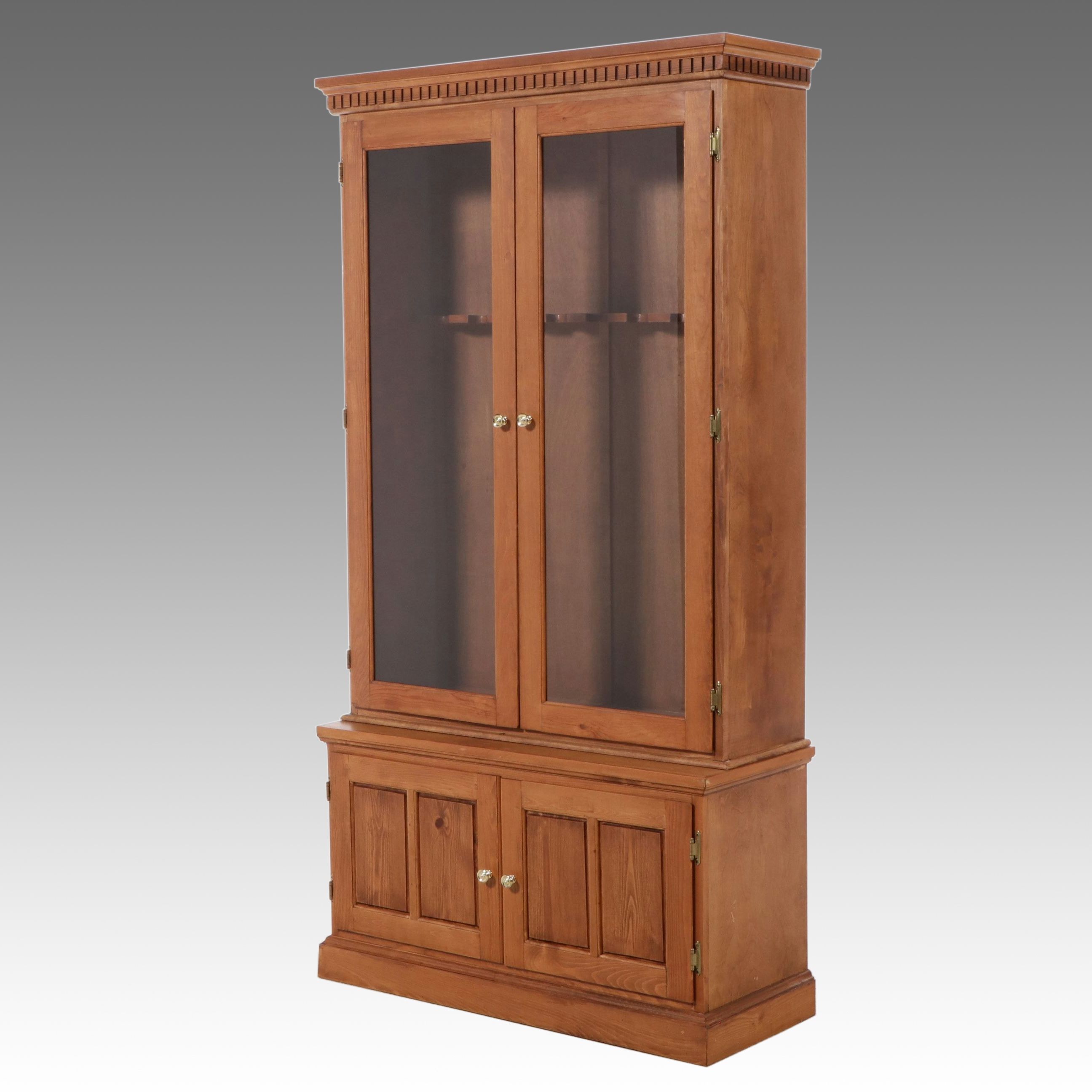 Federal Style Oak Glass Front Gun Cabinet