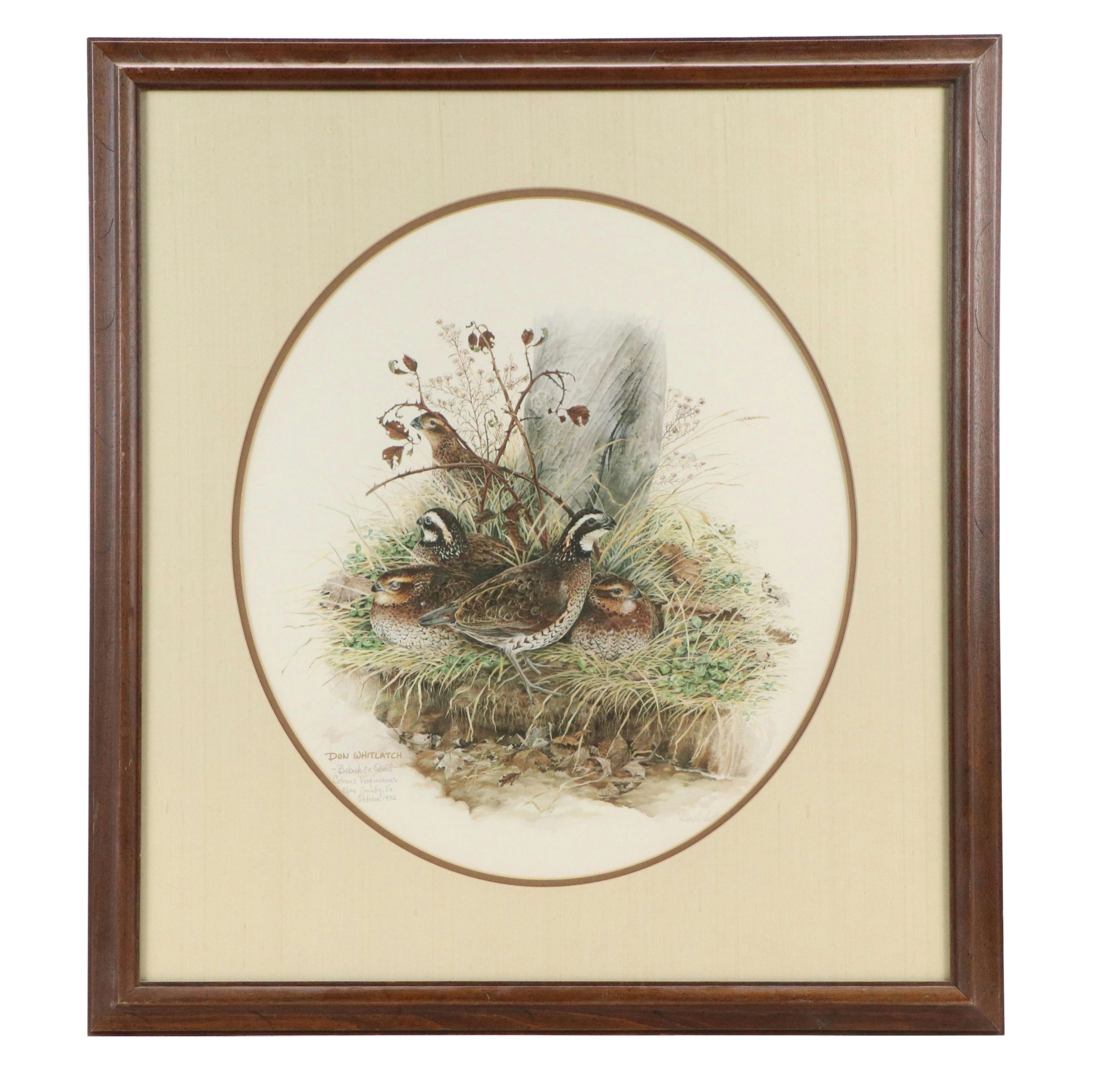 Don Whitlatch Offset Lithograph "Bobwhite Quail"