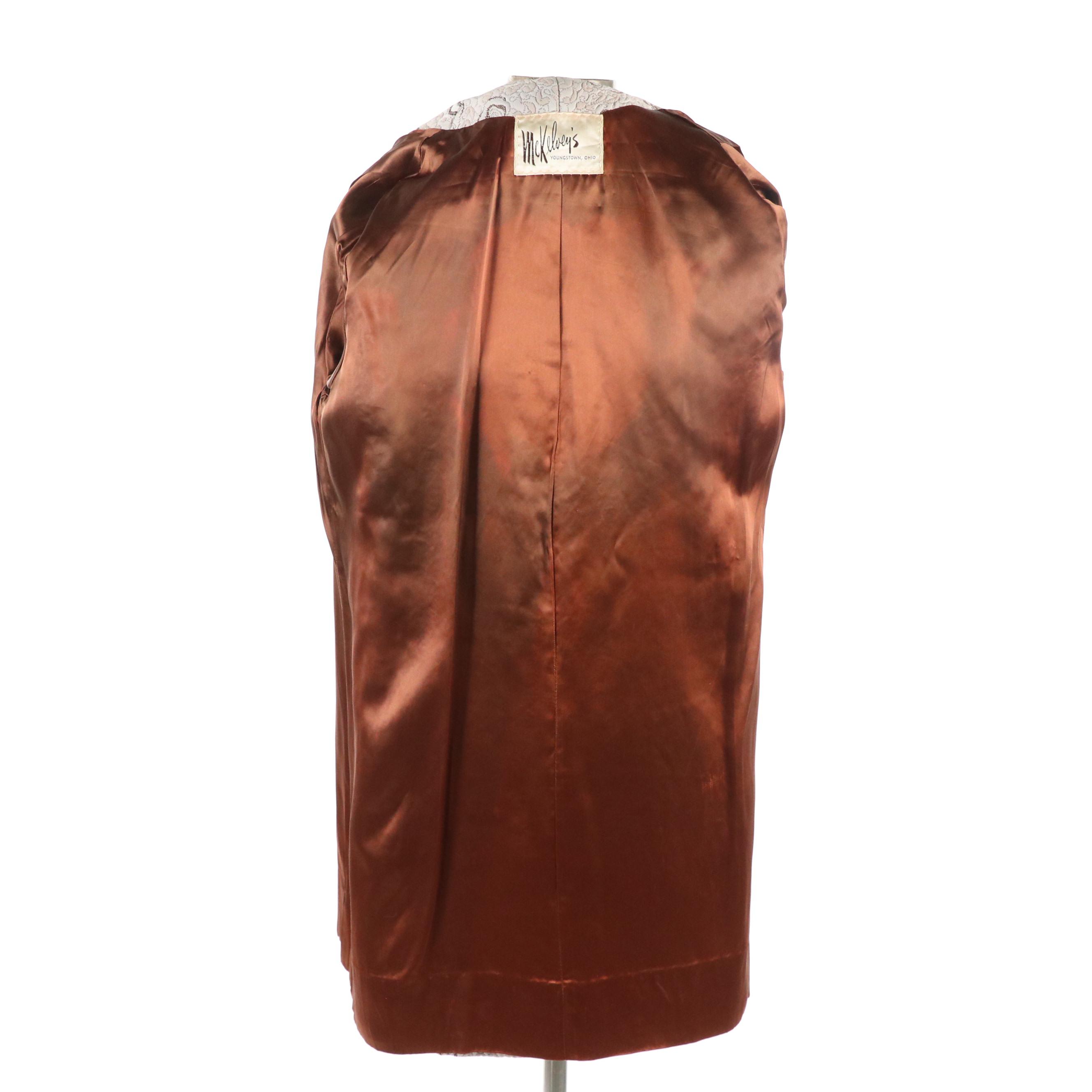 McKelvey's Vintage Floral Textured Coat with Mink Fur Collar