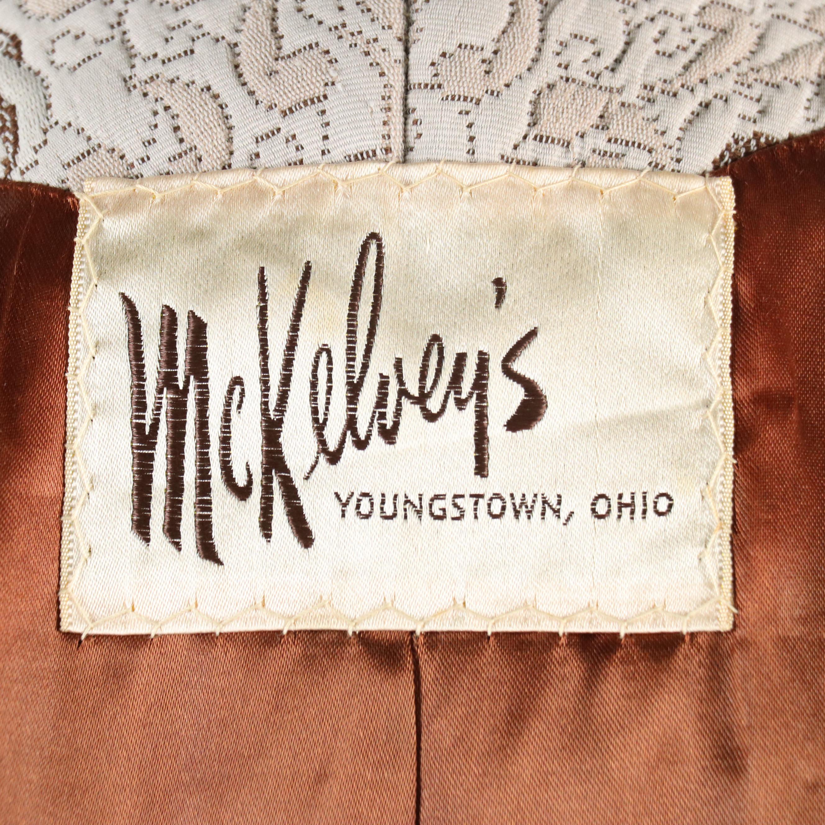 McKelvey's Vintage Floral Textured Coat with Mink Fur Collar