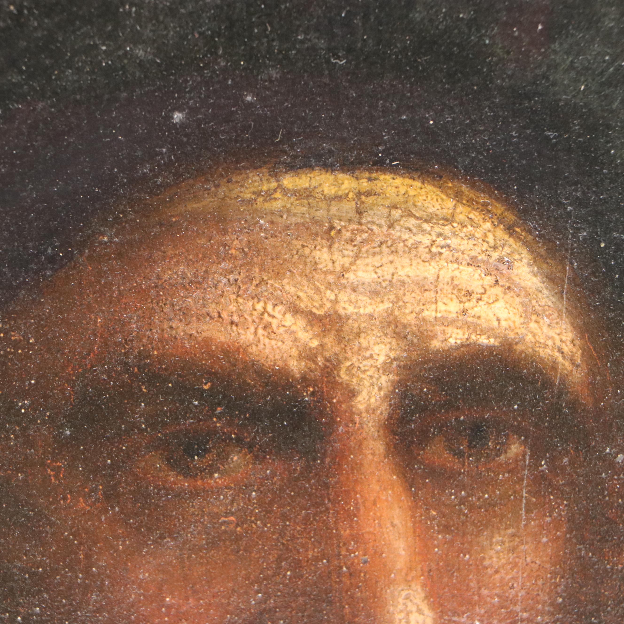 Chiaroscuro Style Portrait Oil Painting of Man in Shadows, 19th to Early 20th C.