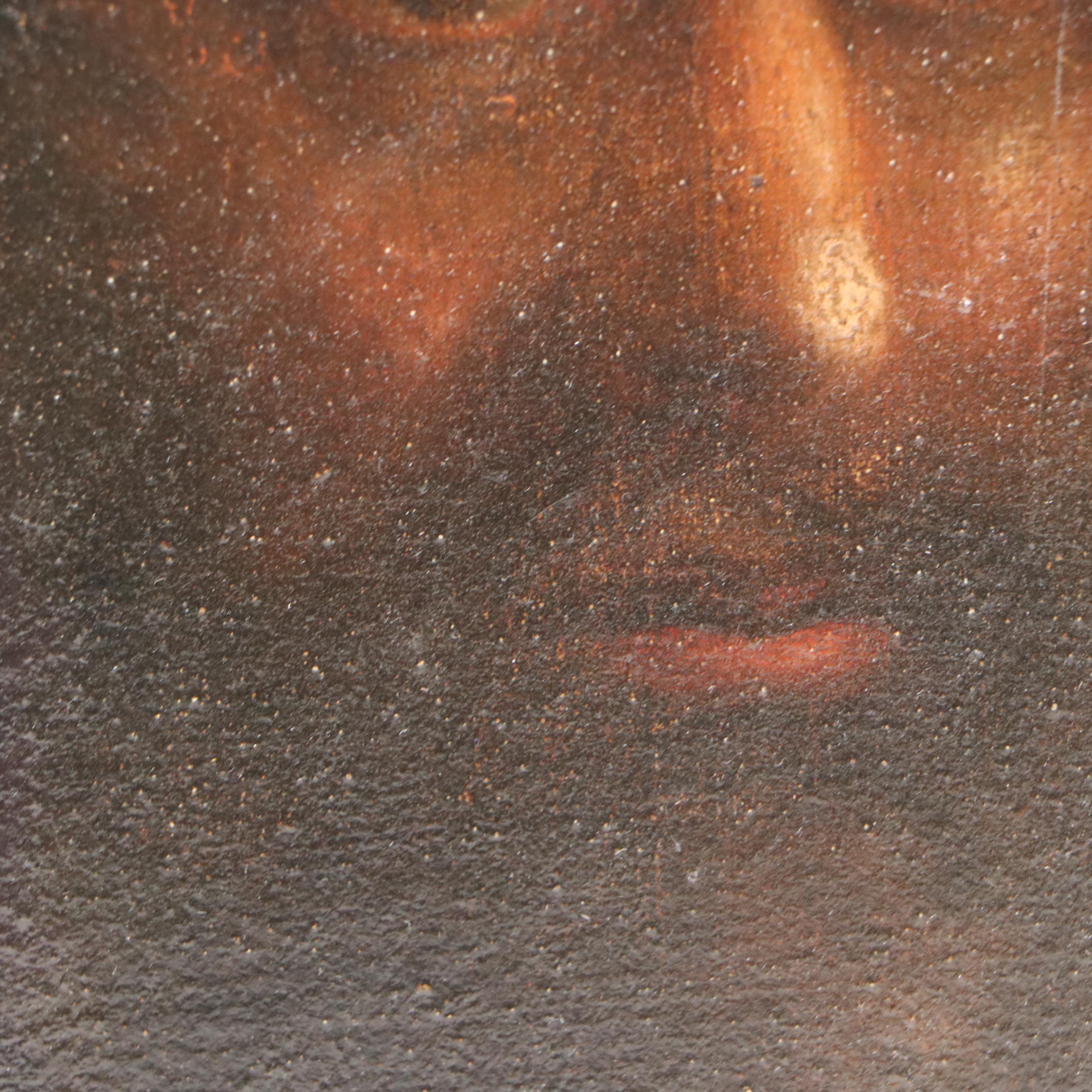 Chiaroscuro Style Portrait Oil Painting of Man in Shadows, 19th to Early 20th C.