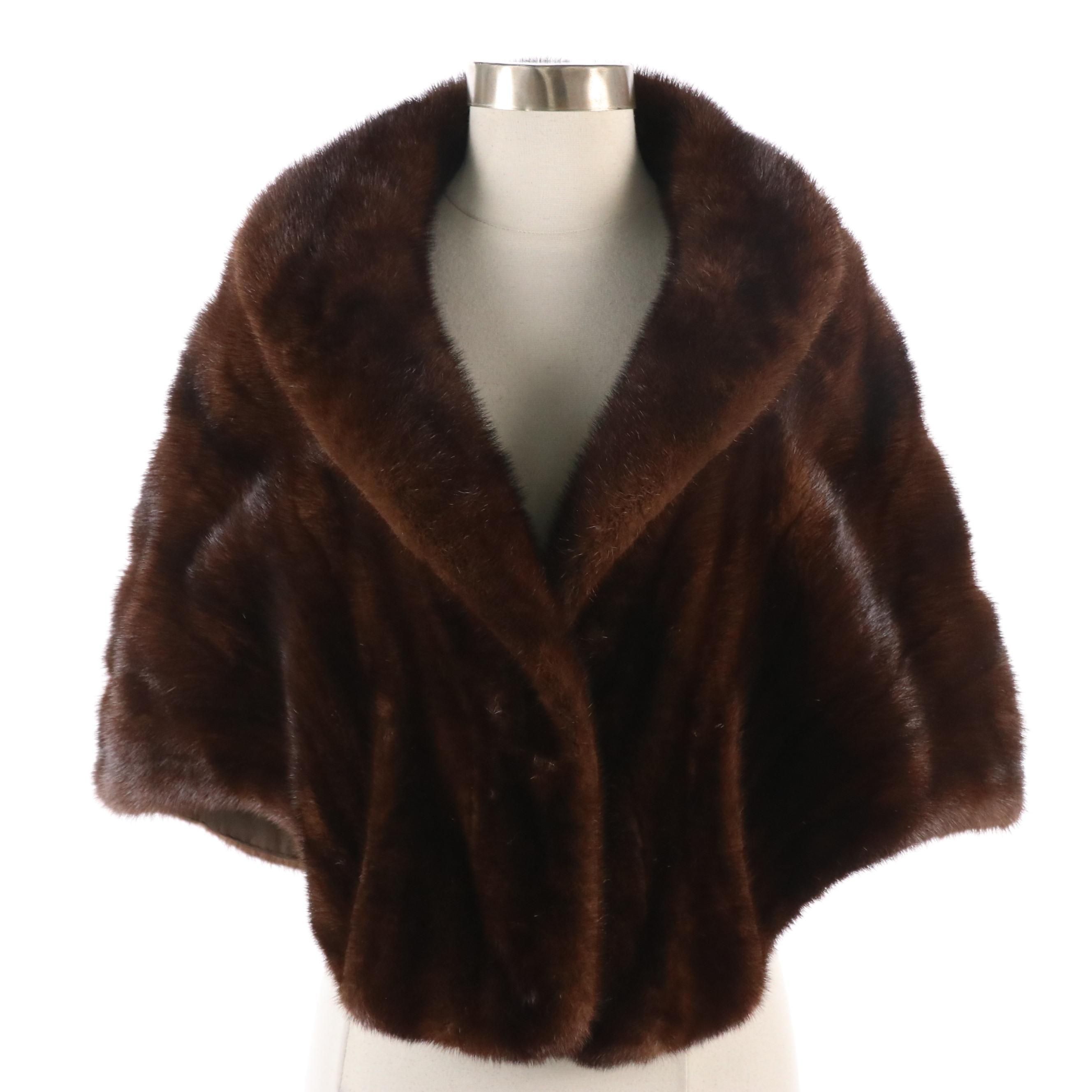 Vintage Dark Brown Mink Fur Stole