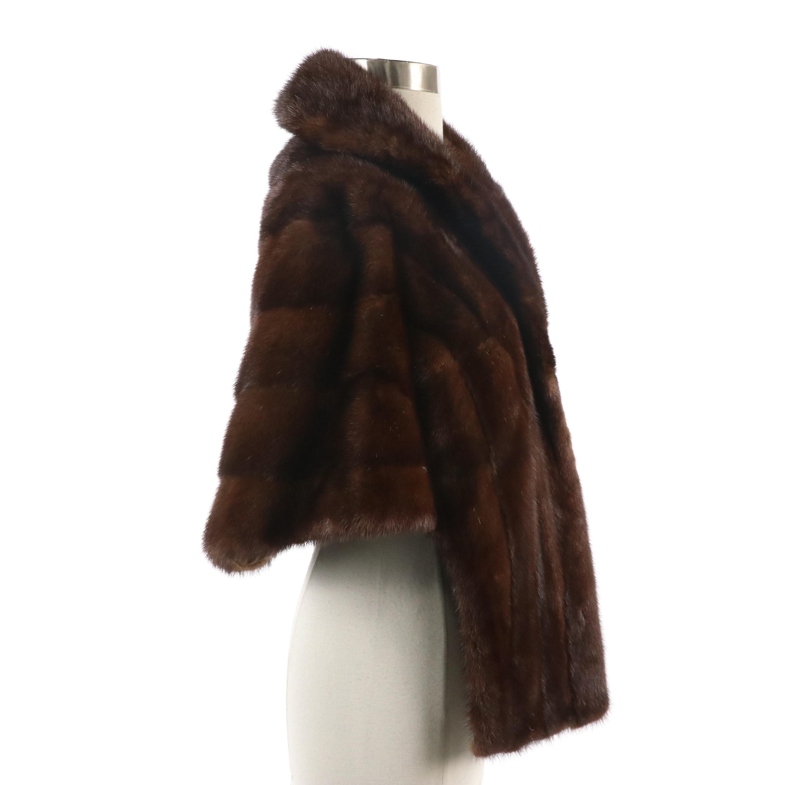Vintage Chocolate Brown Mink Fur Stole