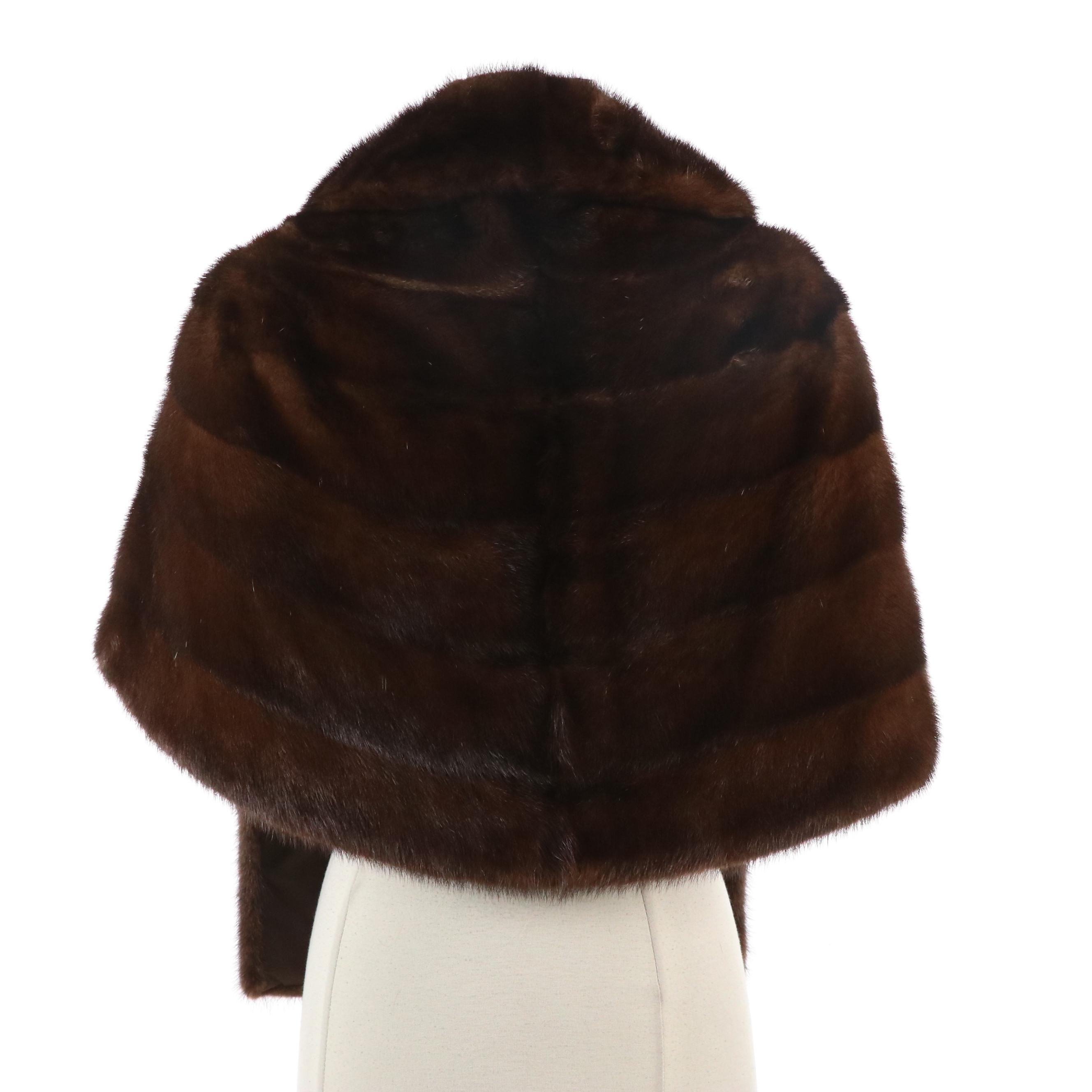 Vintage Chocolate Brown Mink Fur Stole
