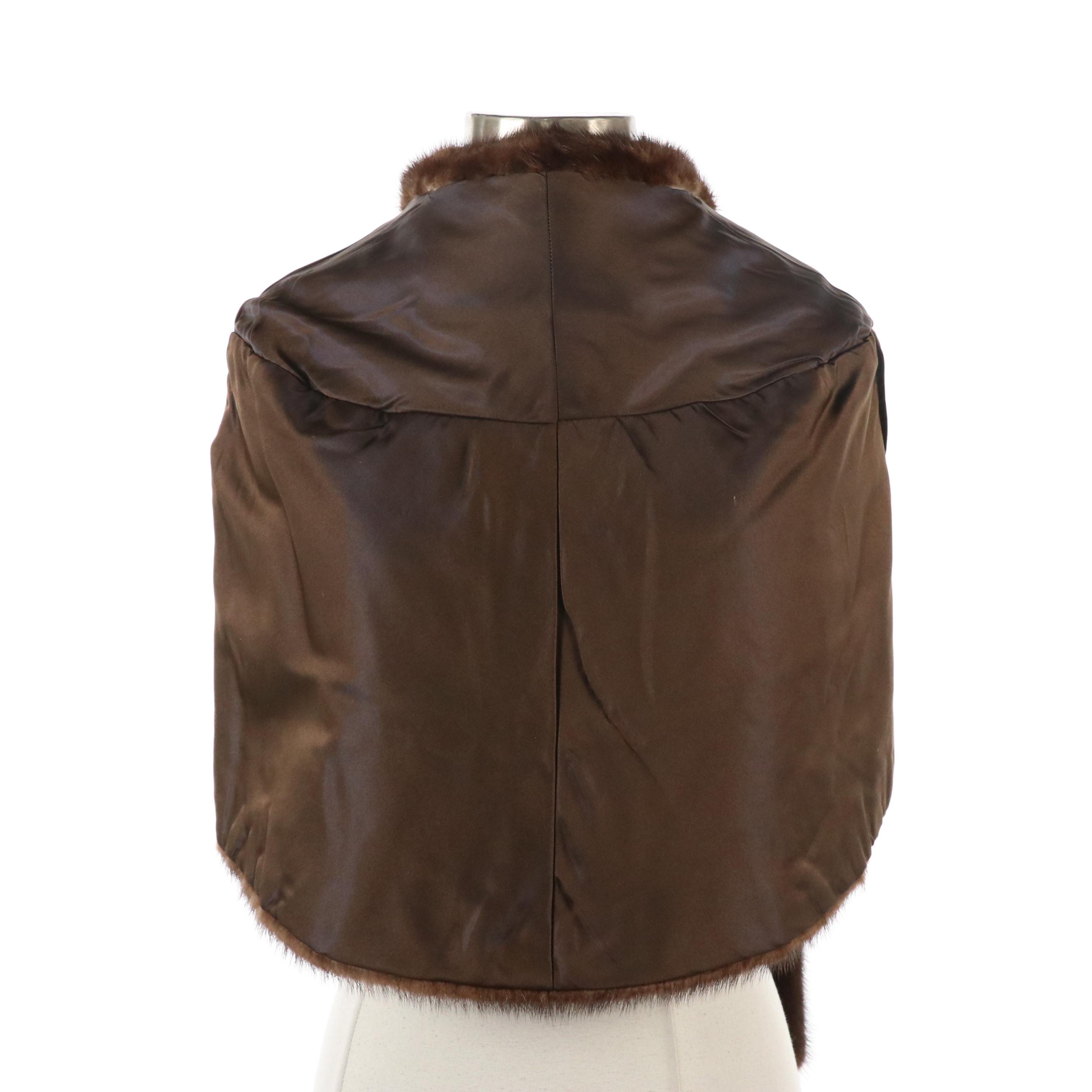 Vintage Chocolate Brown Mink Fur Stole