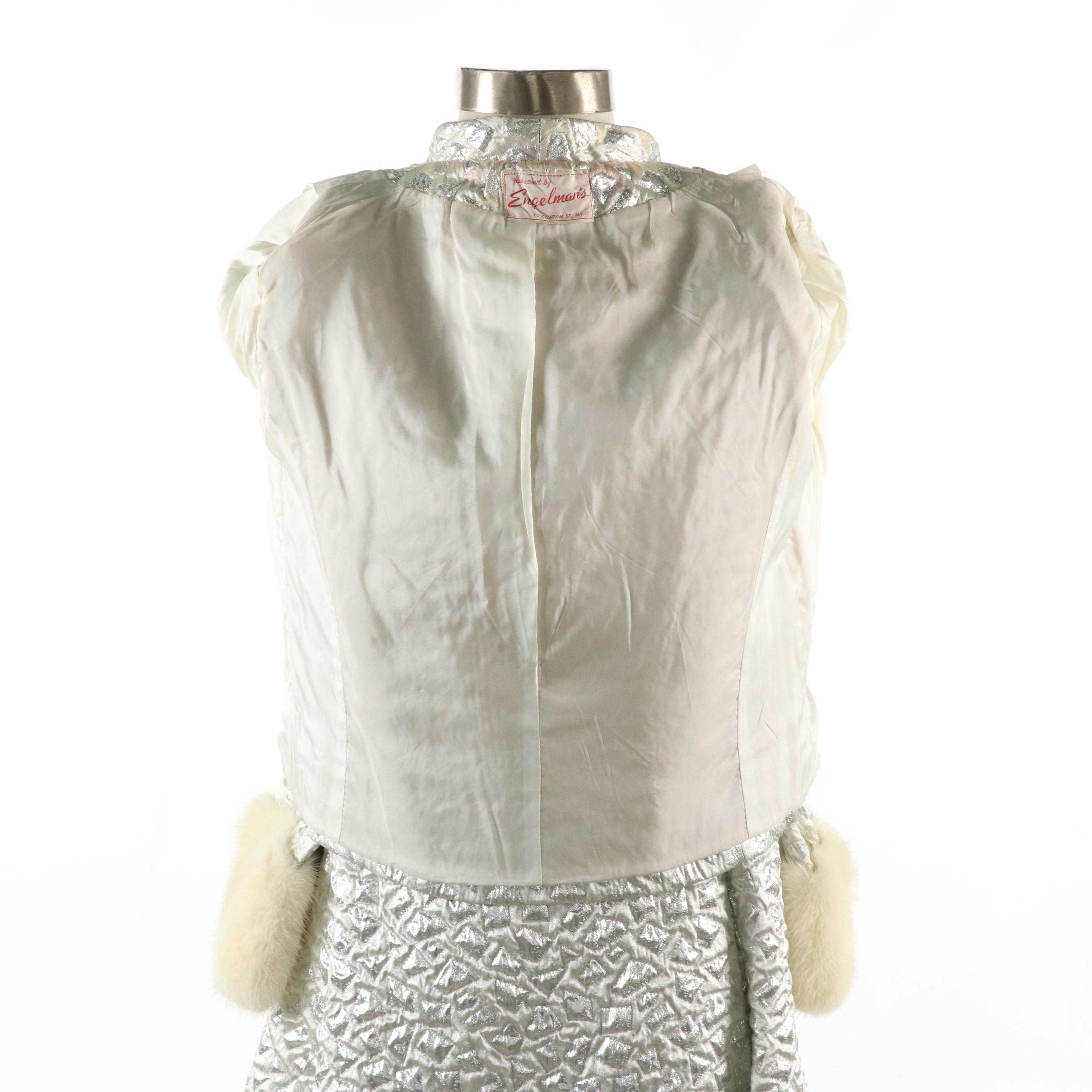 Engelman's Dress Suit in Metallic Polyester Jacquard with Mink Fur Trim, 1970s