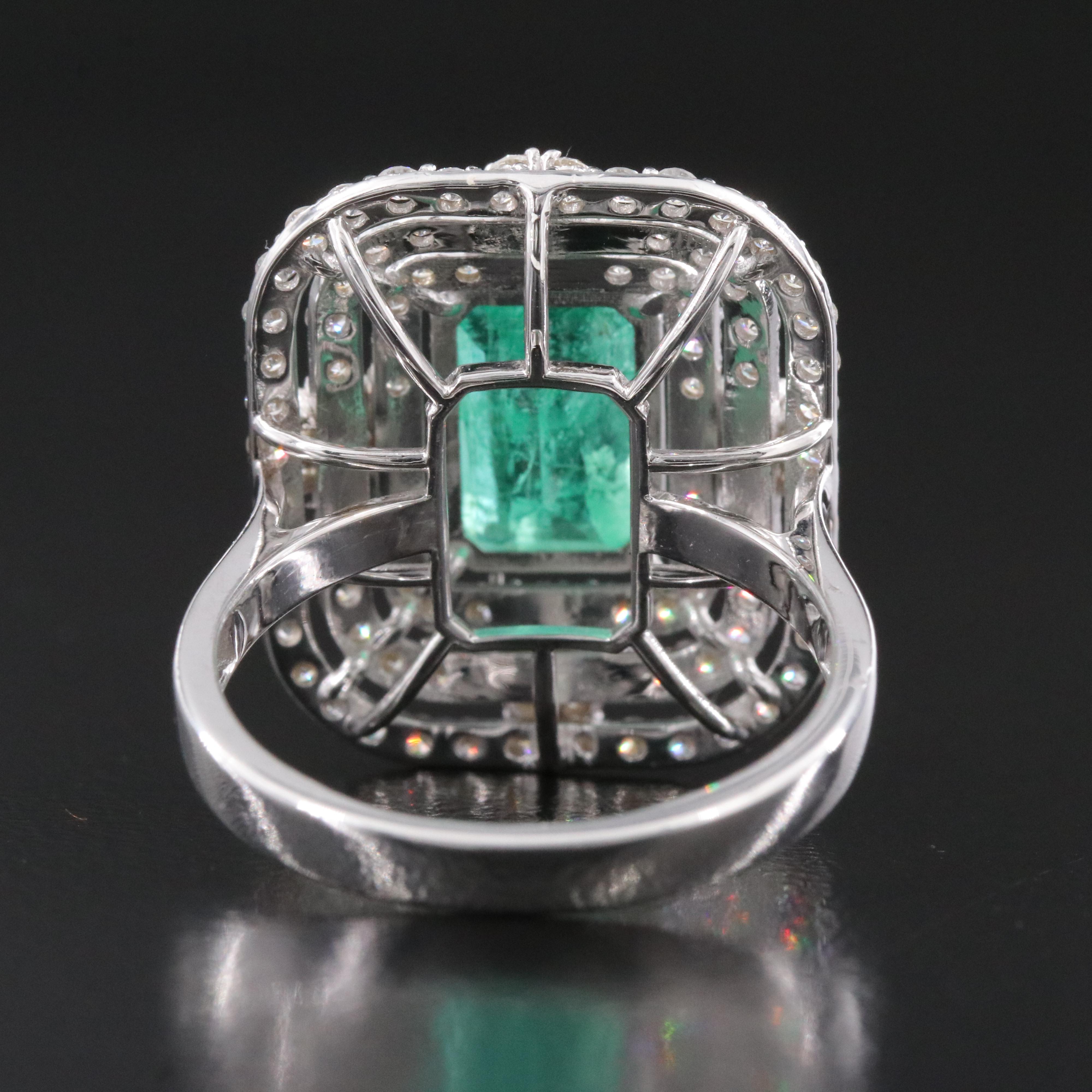 18K 2.82 CT Emerald and 1.30 CTW Diamond Ring