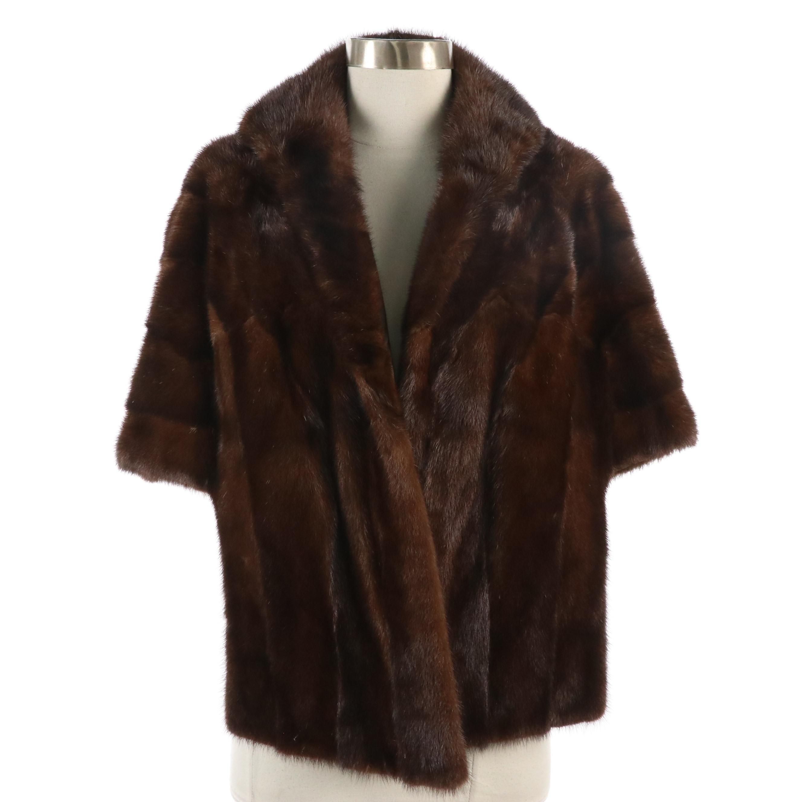 Vintage Chocolate Brown Mink Fur Stole