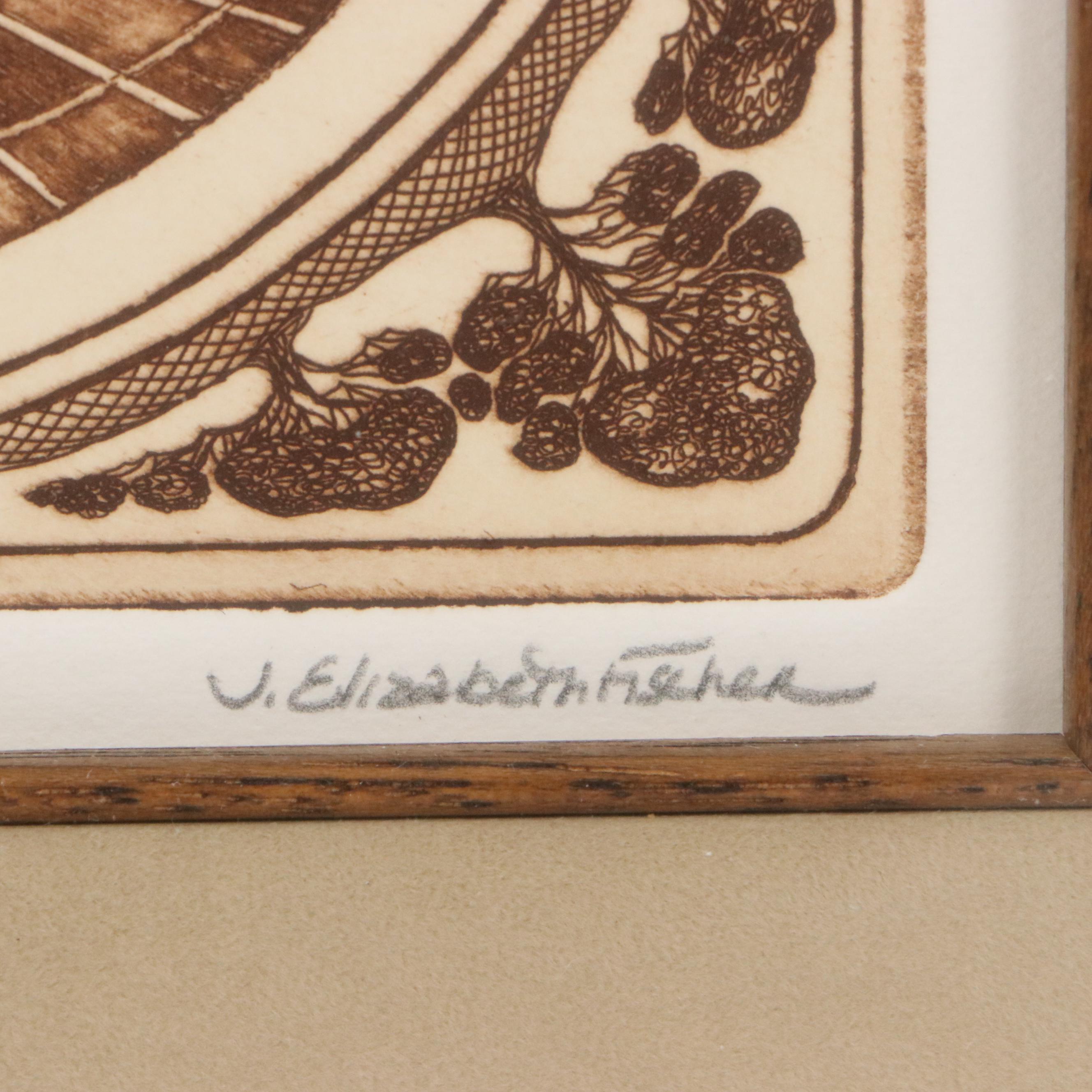 J. Elizabeth Fischer Color Etching "Russian Olive"