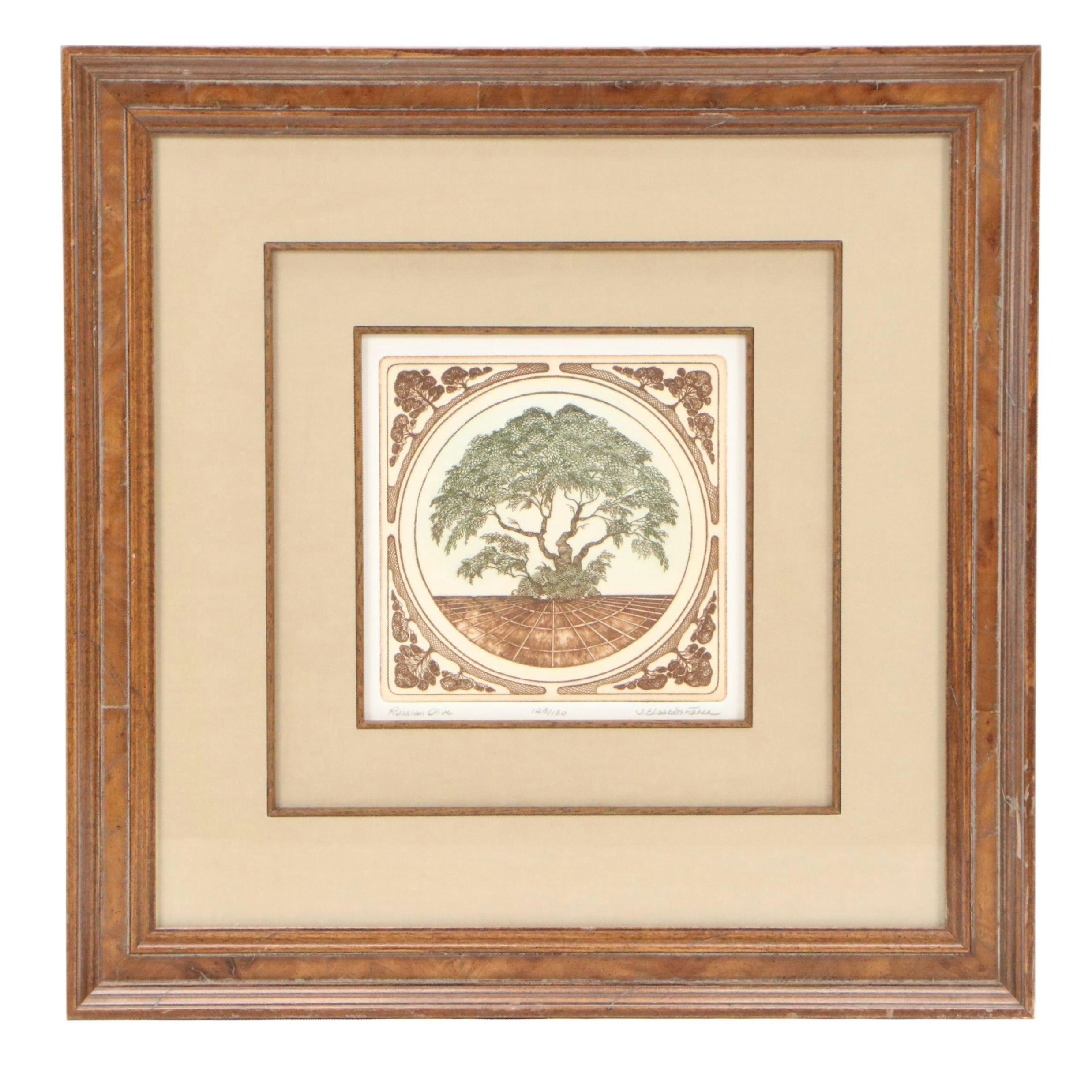 J. Elizabeth Fischer Color Etching "Russian Olive"