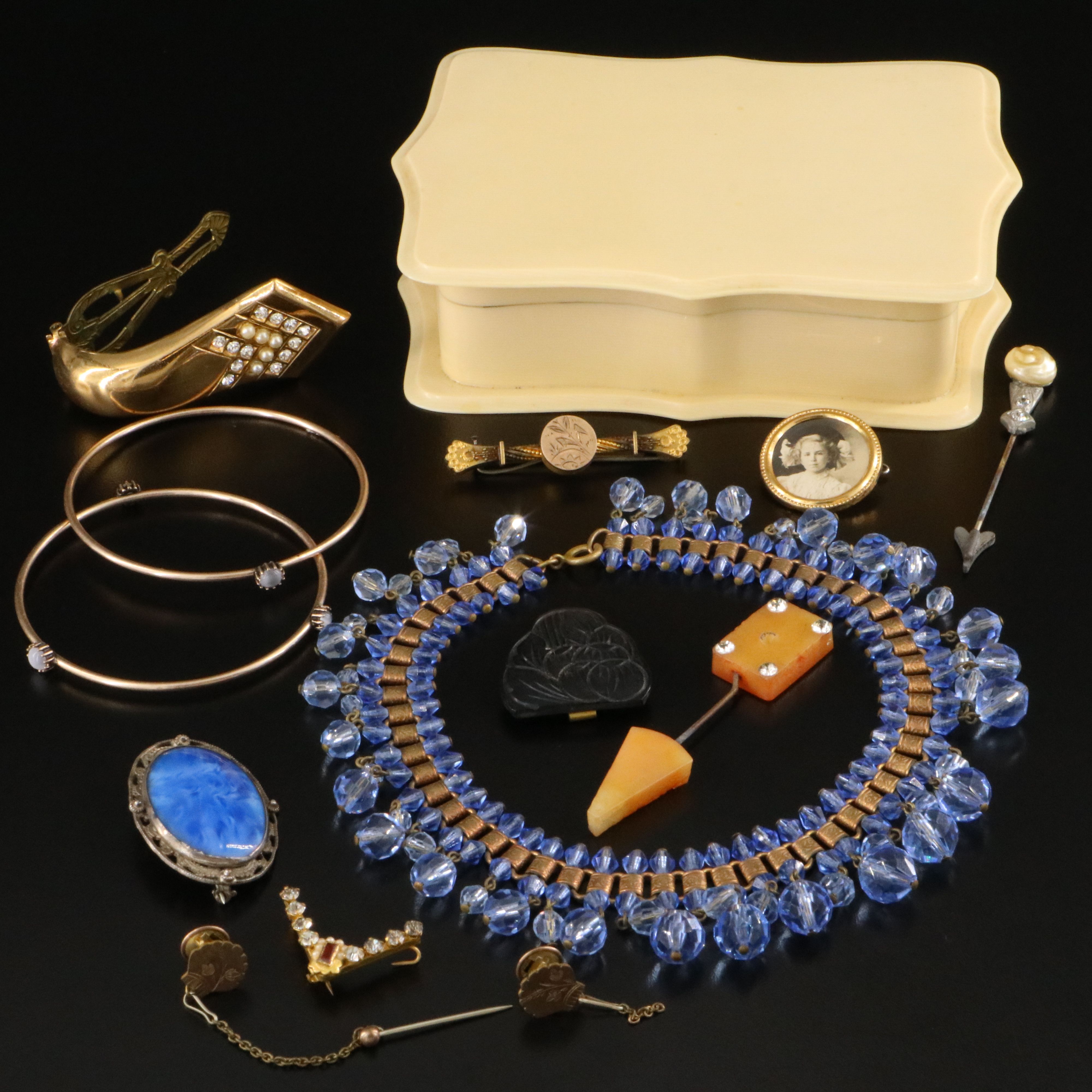 Antique and Vintage Jewelry Collection Featured in Celluloid Box
