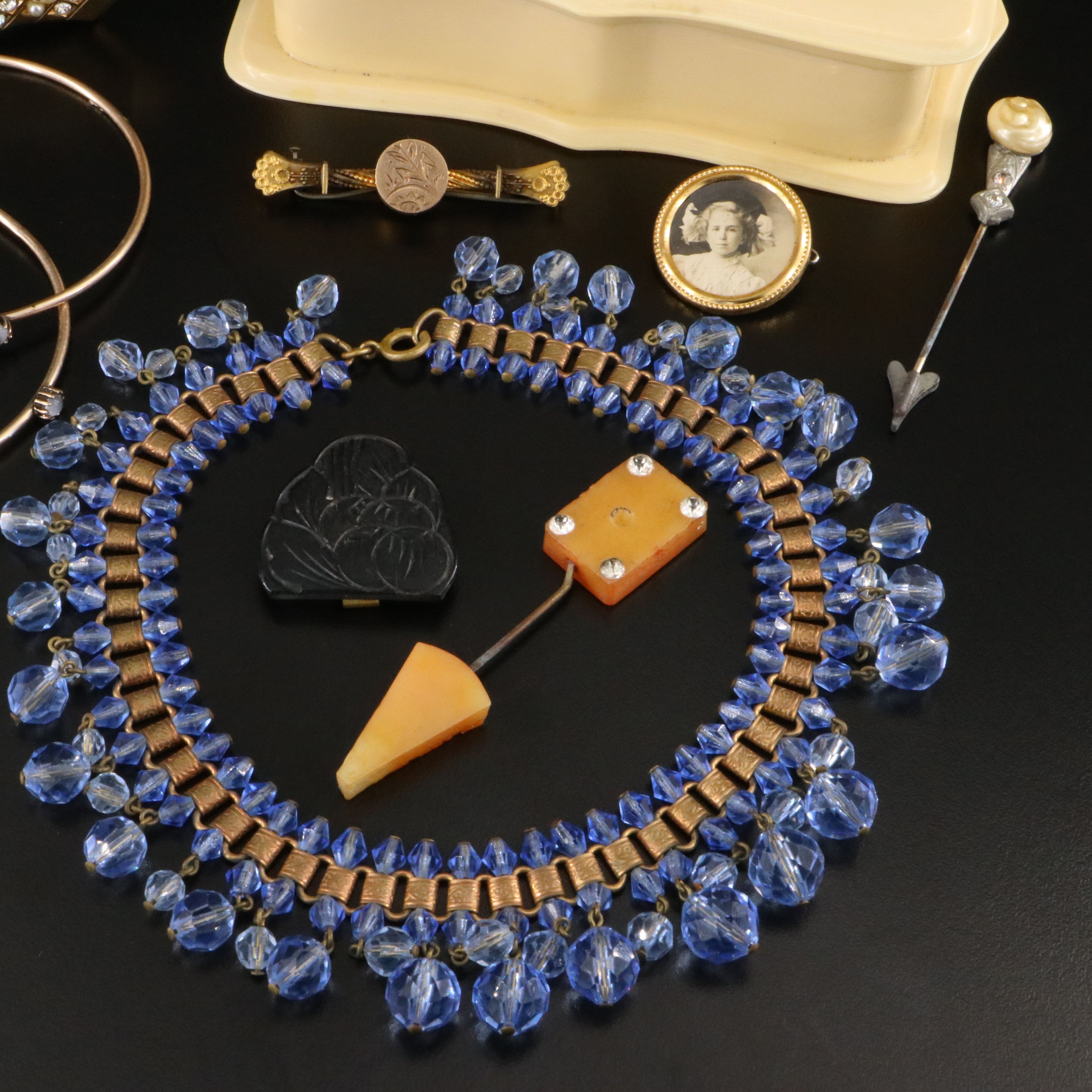 Antique and Vintage Jewelry Collection Featured in Celluloid Box