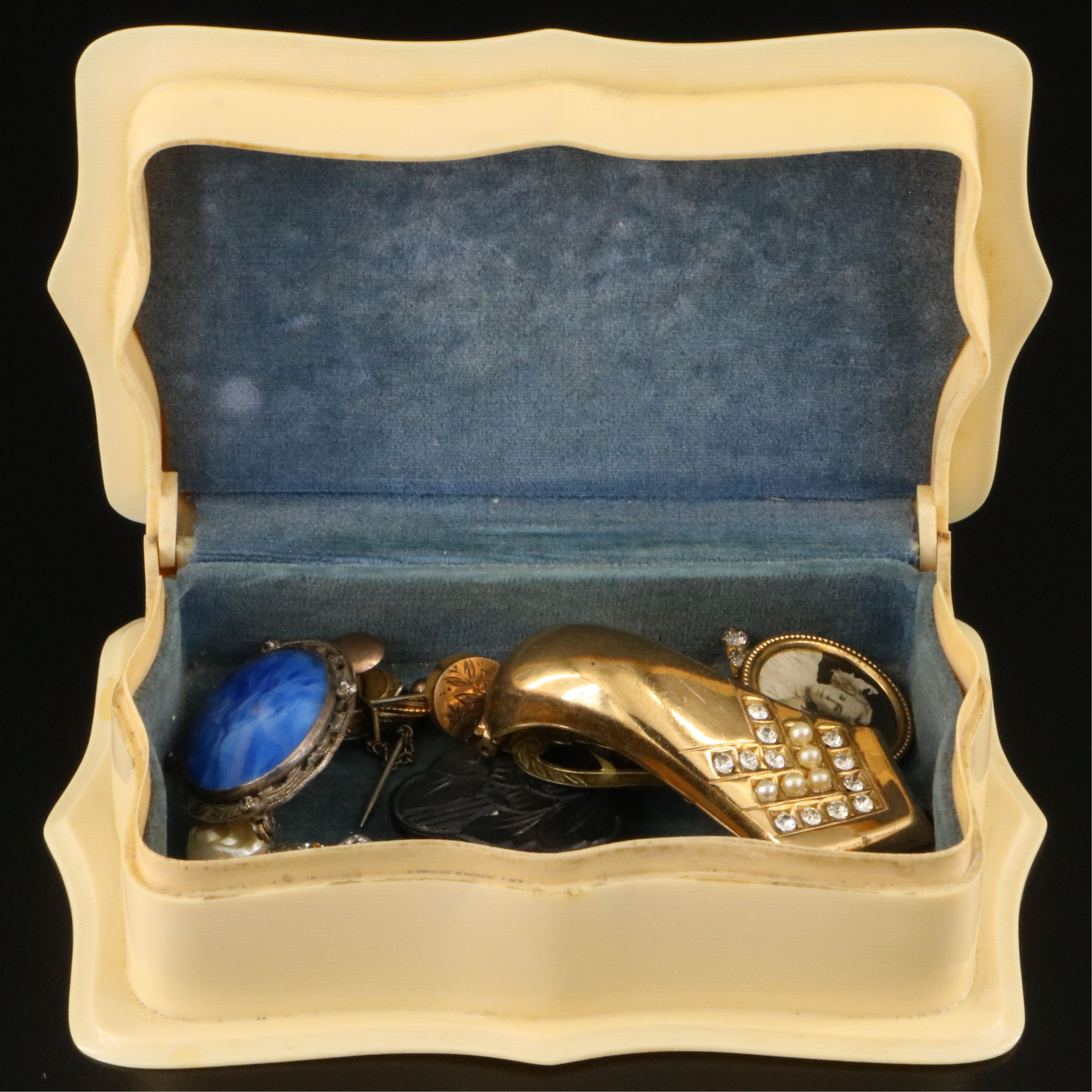 Antique and Vintage Jewelry Collection Featured in Celluloid Box