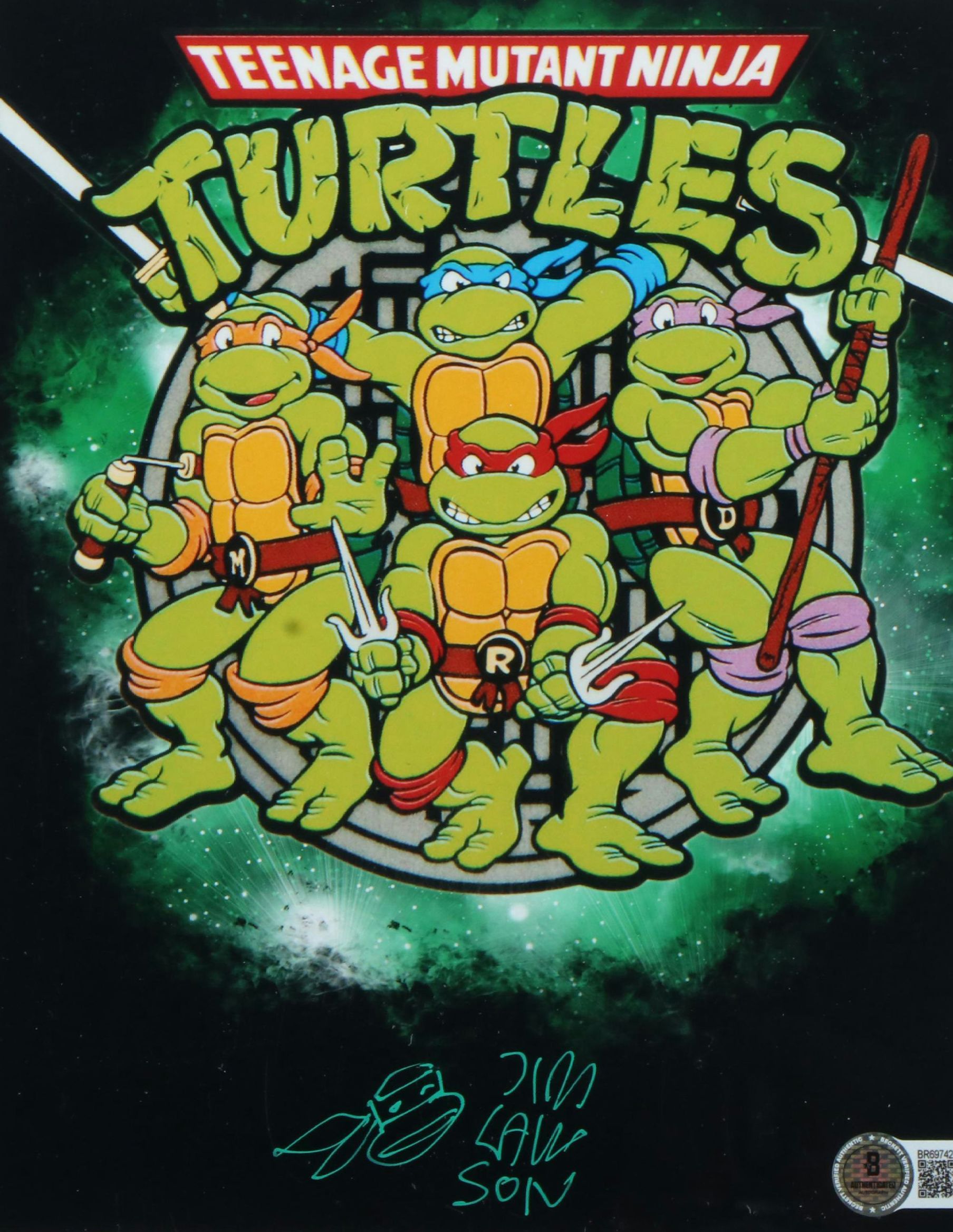 Jim Lawson Signed “Teenage Mutant Ninja Turtles” Print in Matted Frame, Beckett