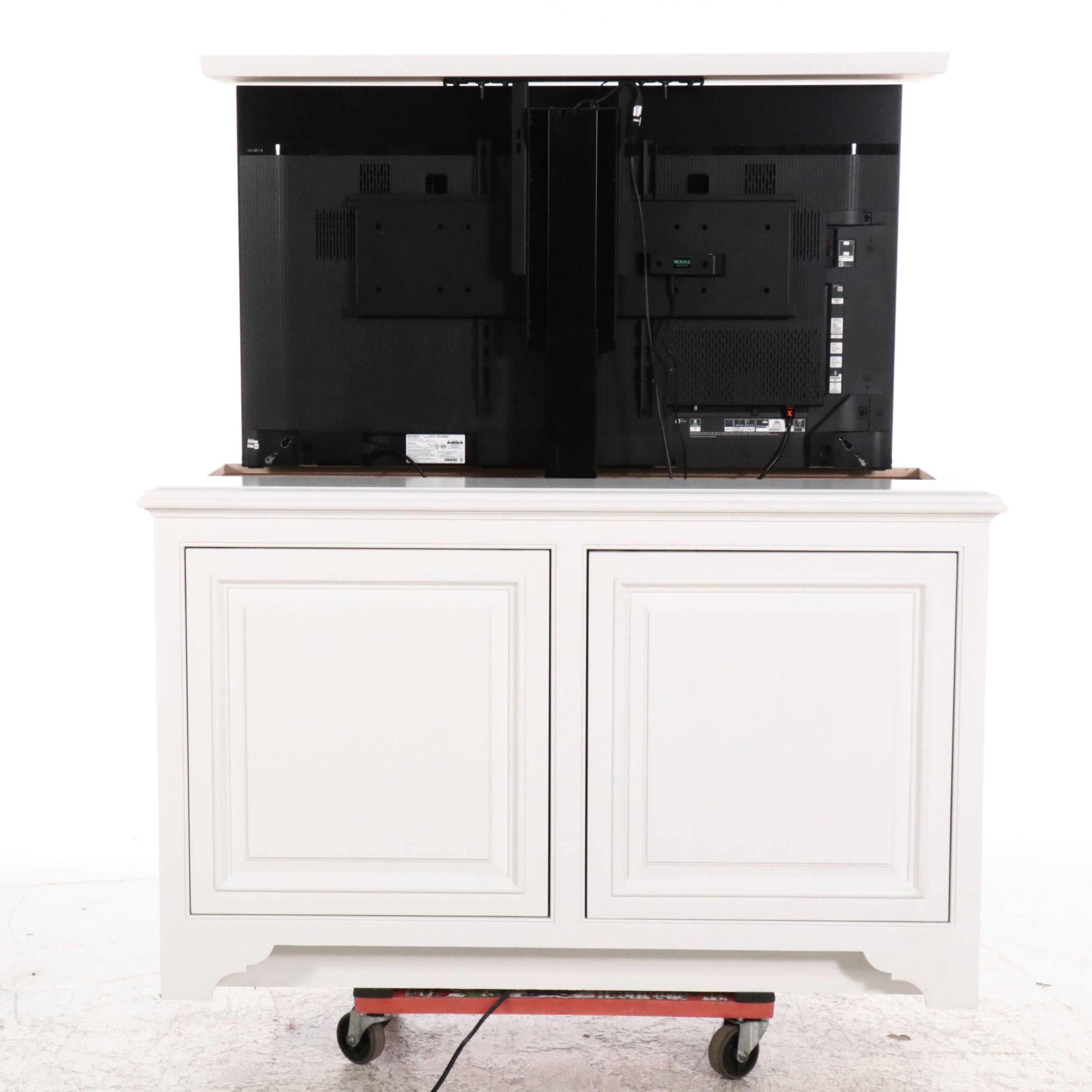 Sony A90j Bravia XR Oled 4K Smart TV in Nexus White Painted Wood Media Cabinet