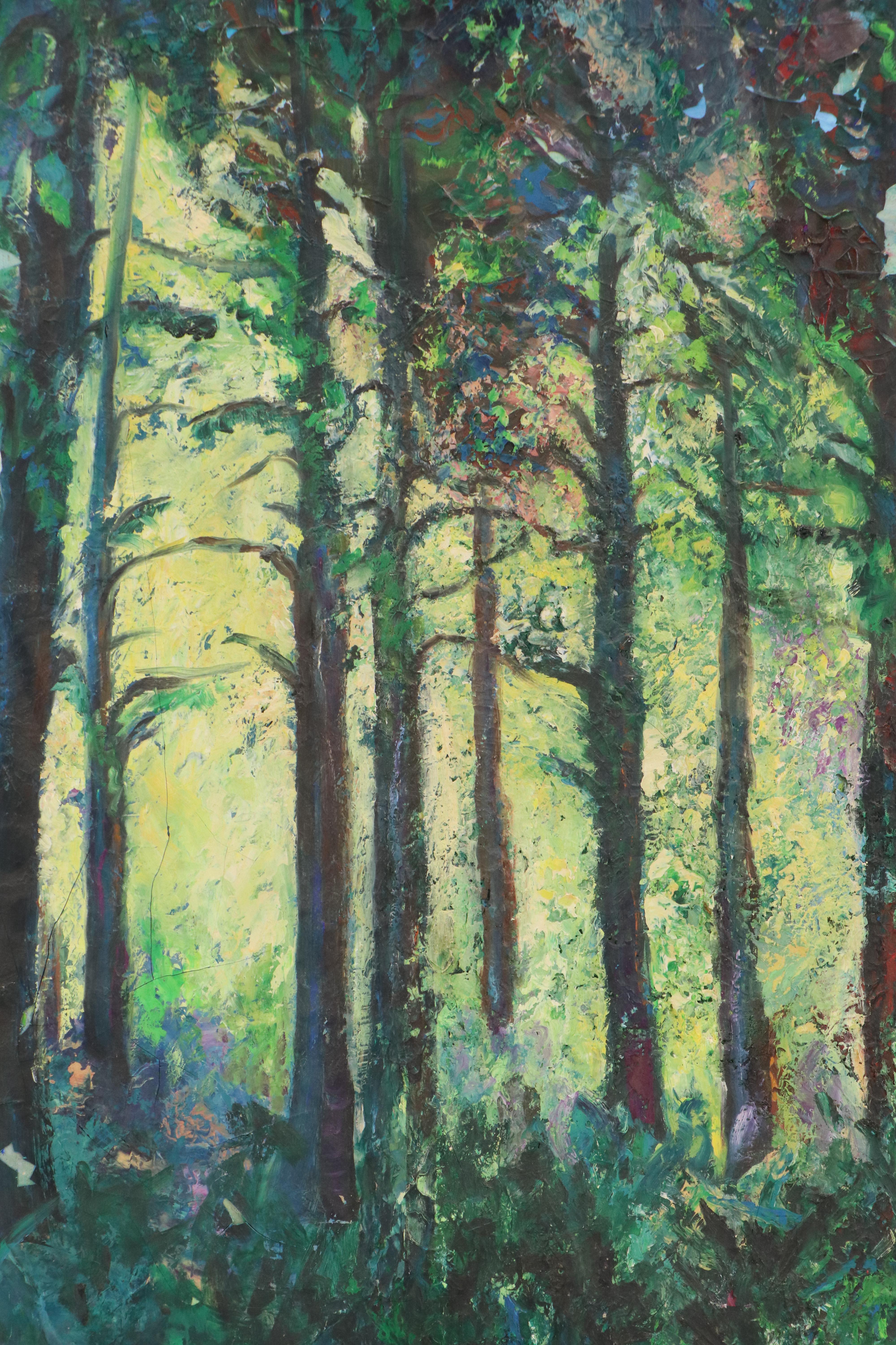 H. Karon Forest Landscape Oil Painting, 1967
