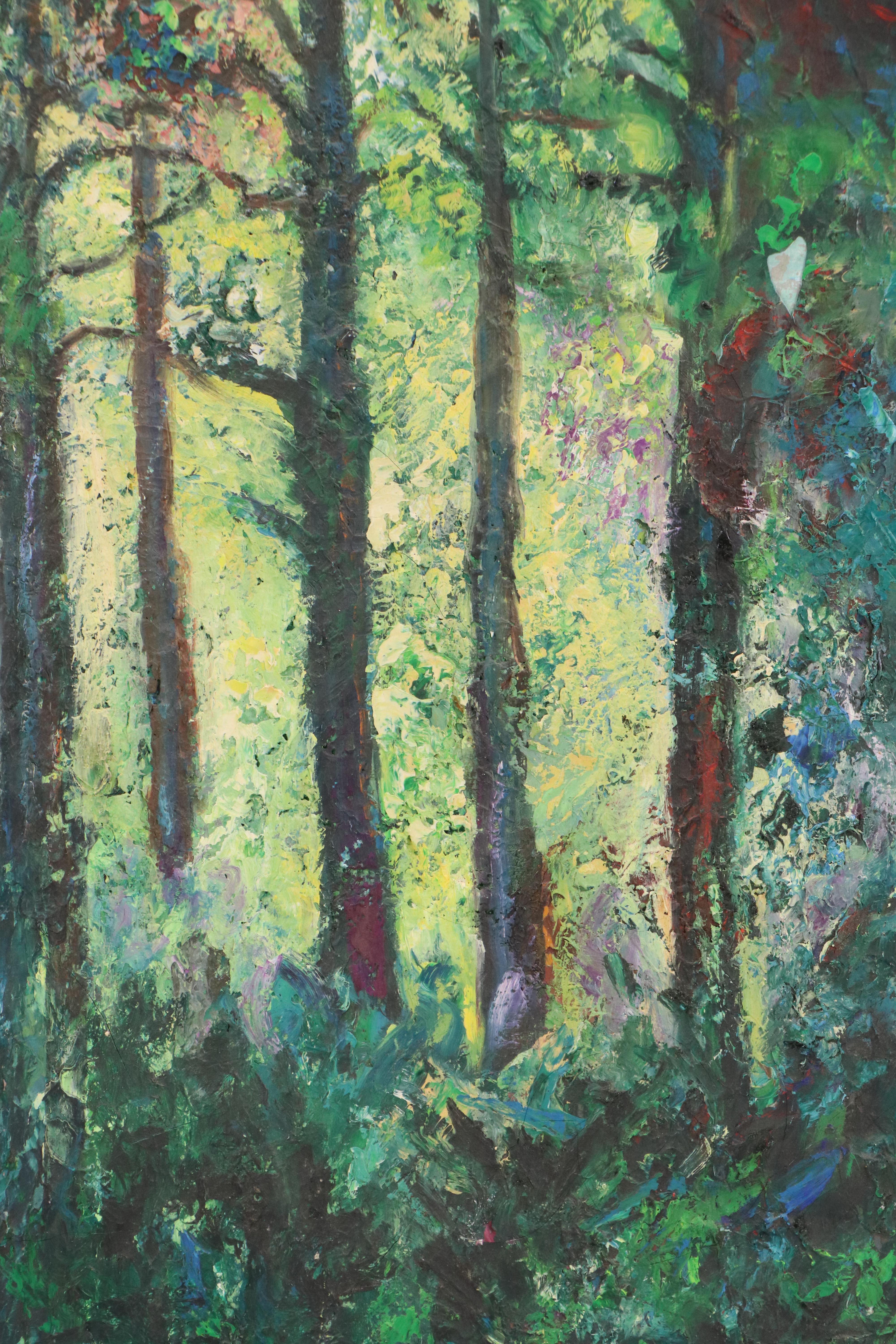 H. Karon Forest Landscape Oil Painting, 1967