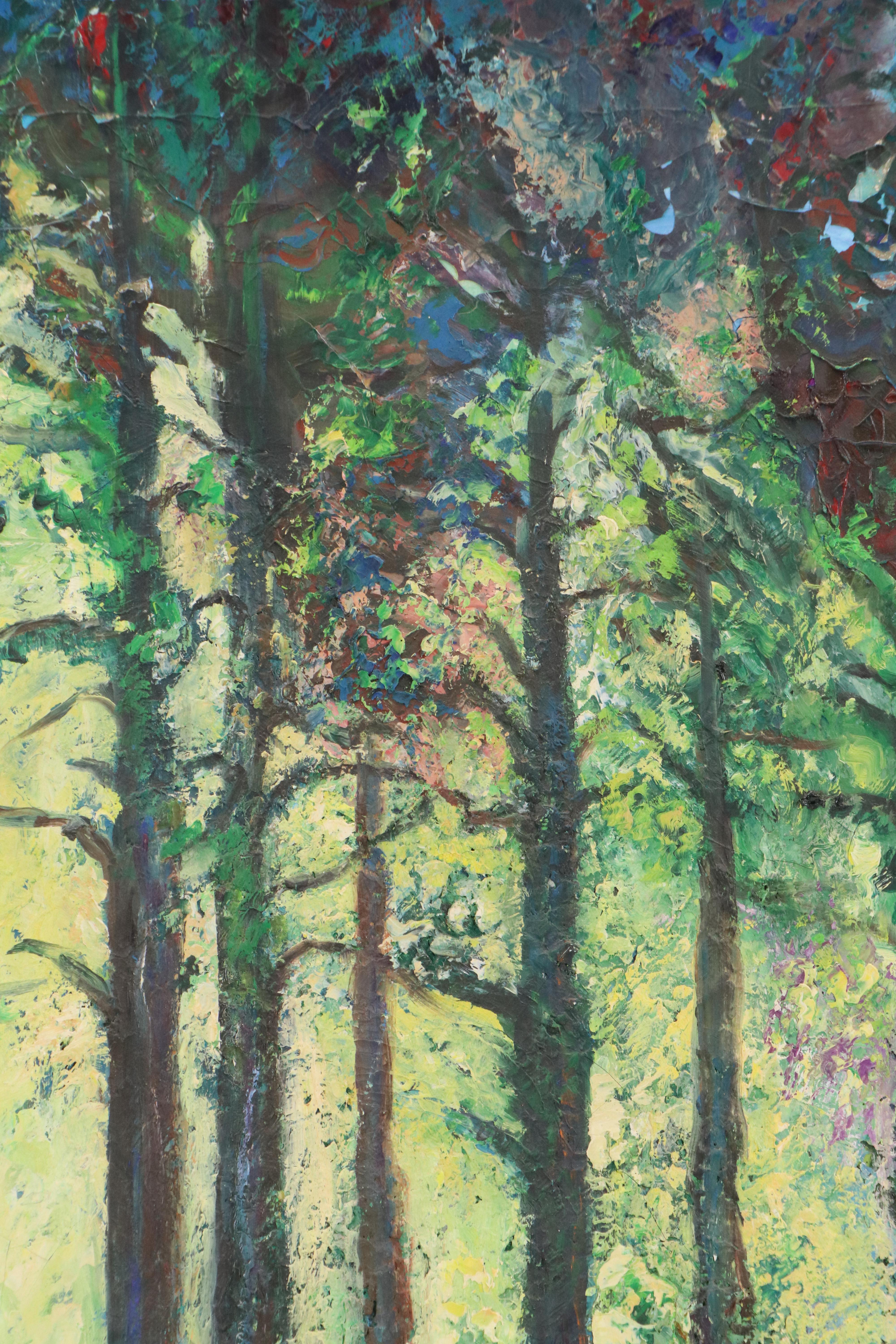 H. Karon Forest Landscape Oil Painting, 1967