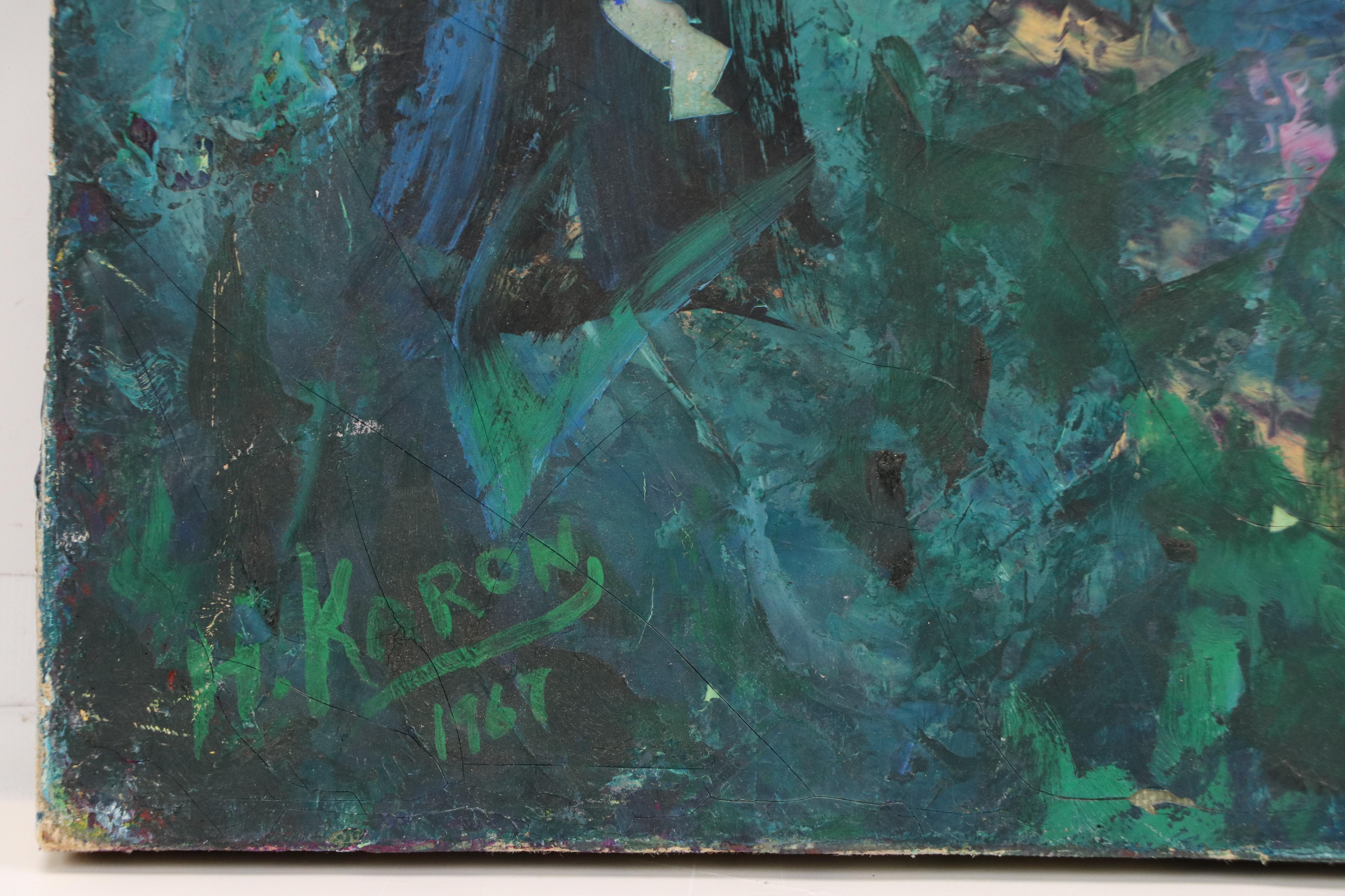 H. Karon Forest Landscape Oil Painting, 1967