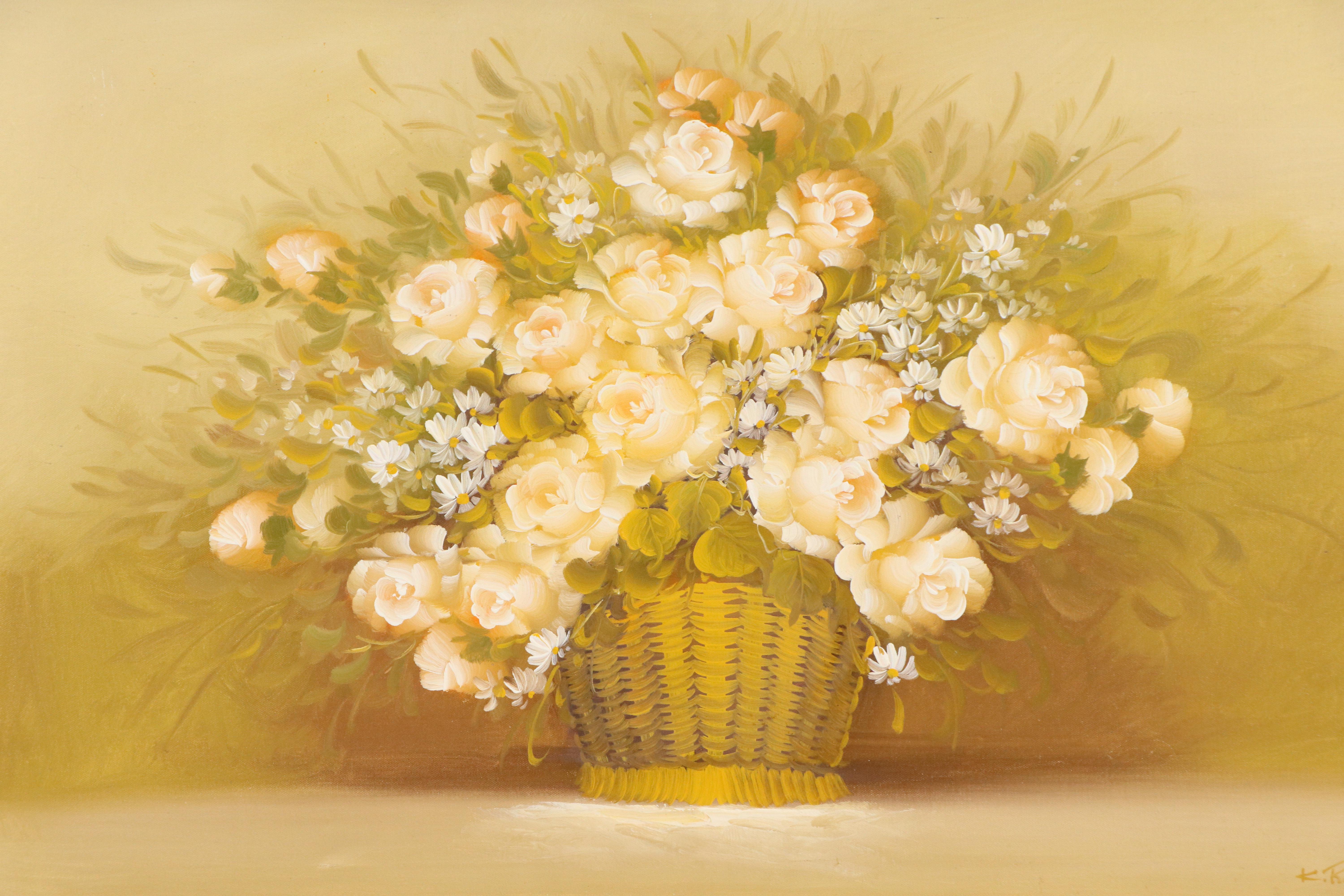 Floral Still Life Oil Painting, Circa 1986