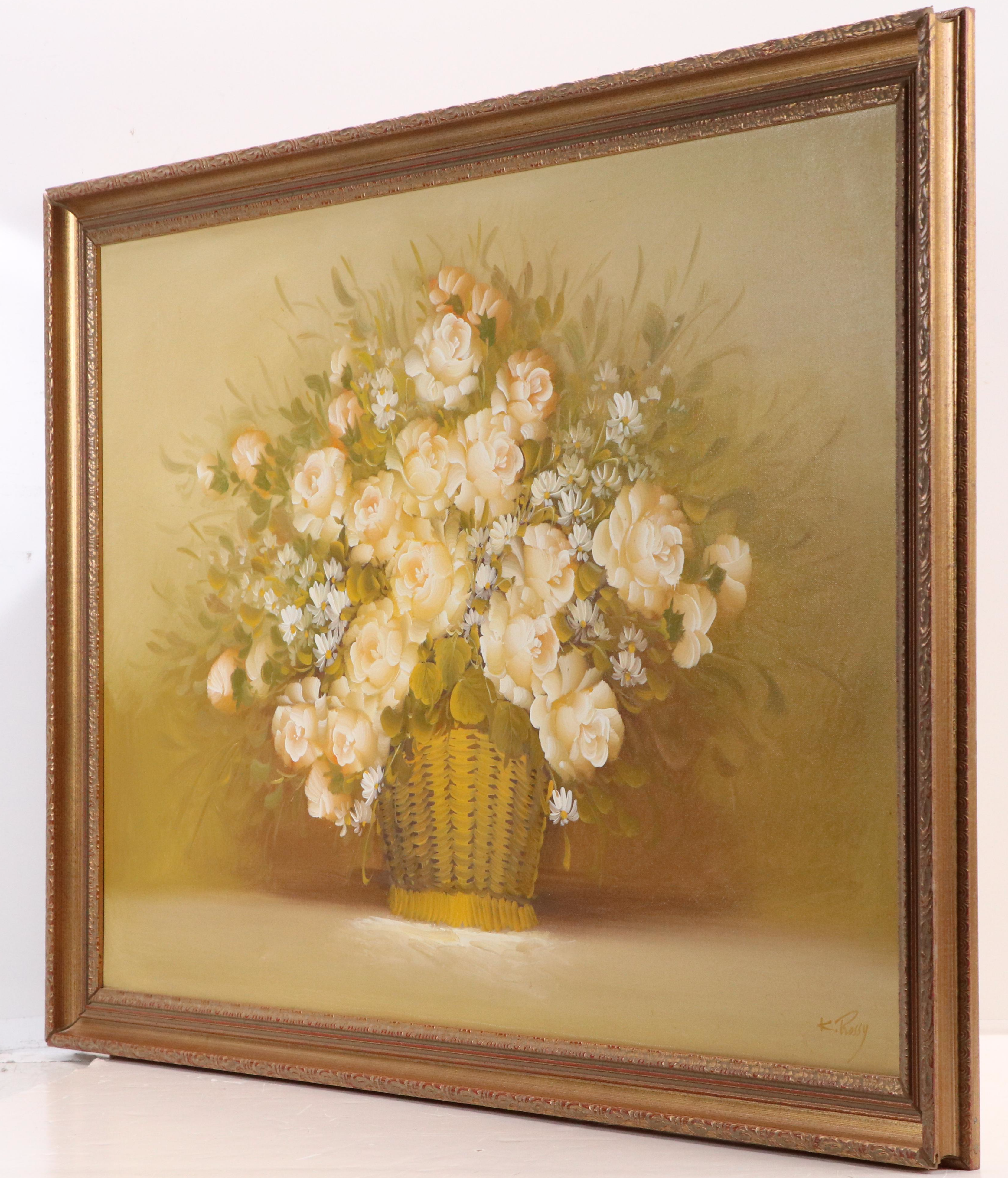 Floral Still Life Oil Painting, Circa 1986
