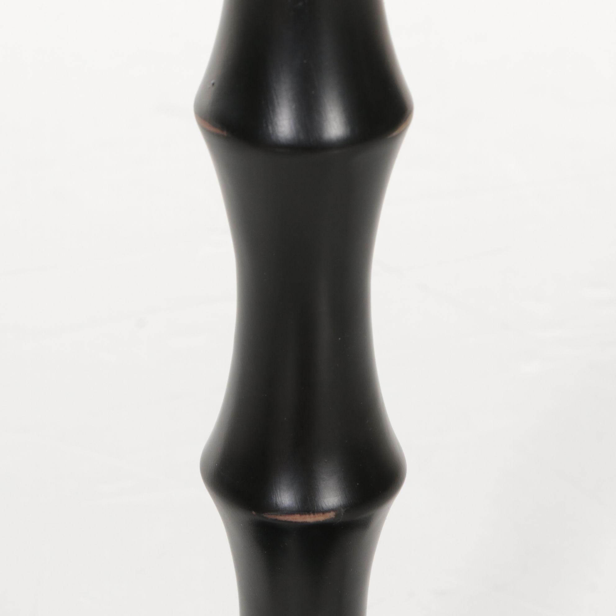 Satin Black Finish Bamboo Form Table Lamp with Custom Square Bell Shade