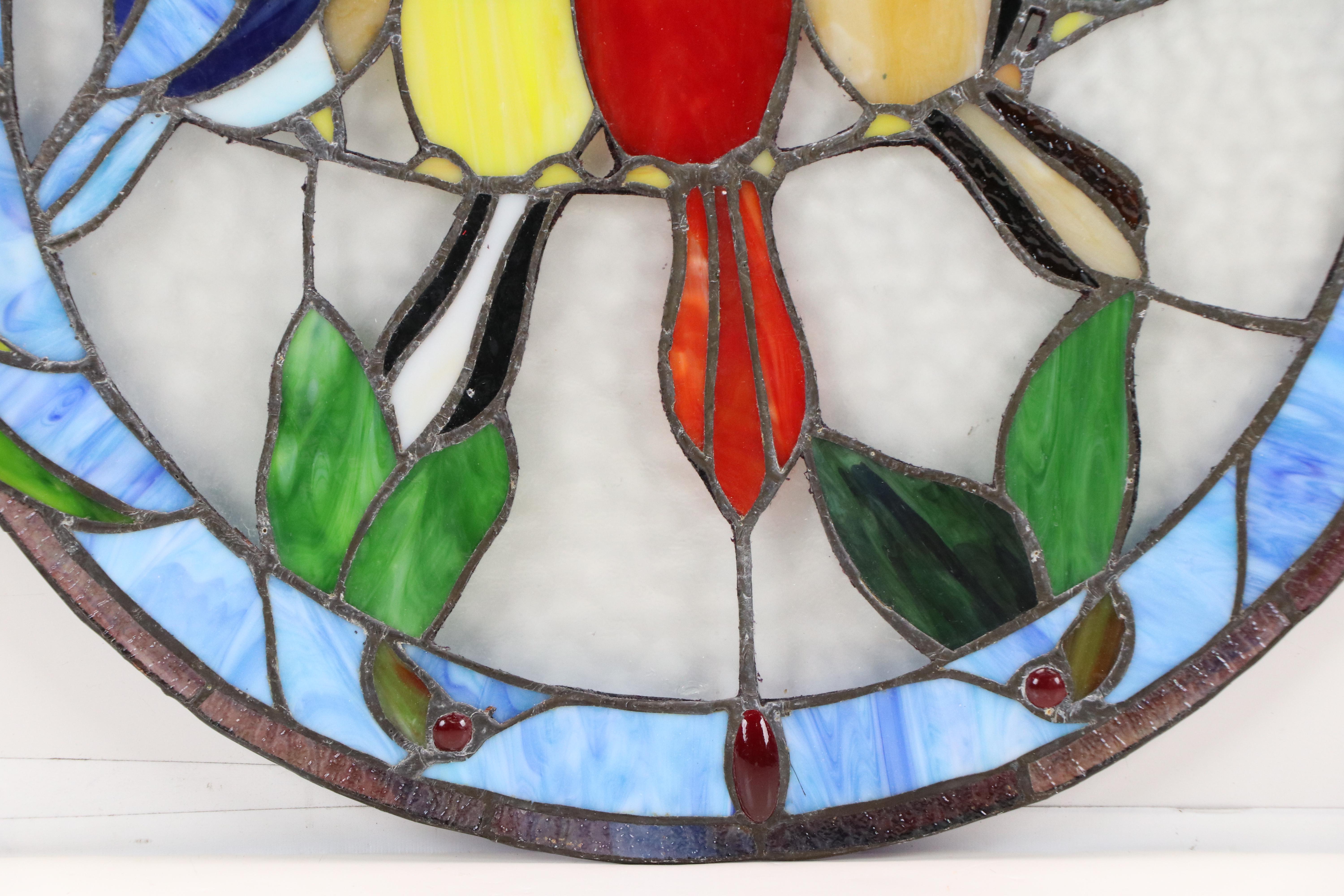 Copper Foil Stained Glass Hanging Panel With Bird Motif