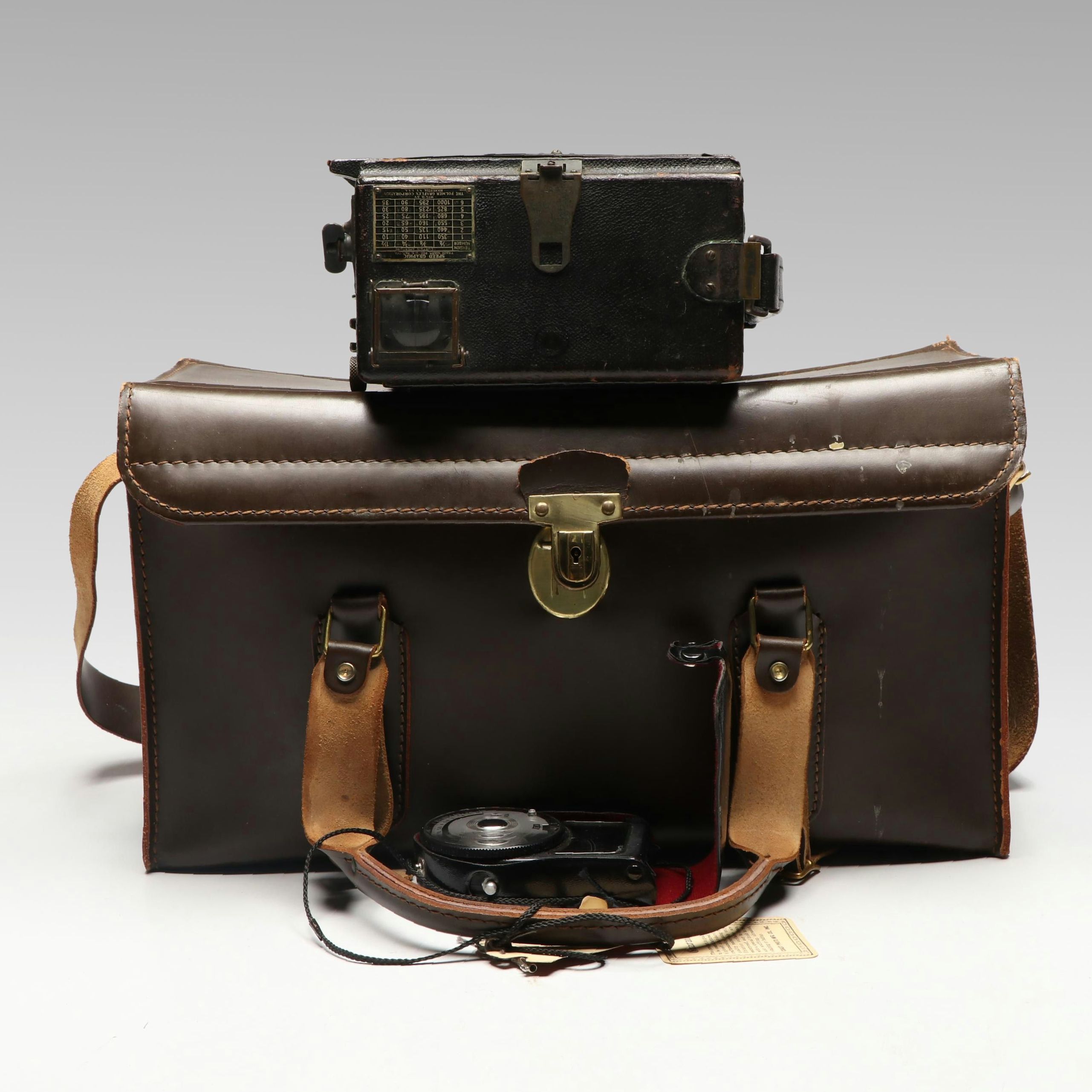 Graflex Speed Graphic Press Camera with Cowhide Bag and Other Accessories
