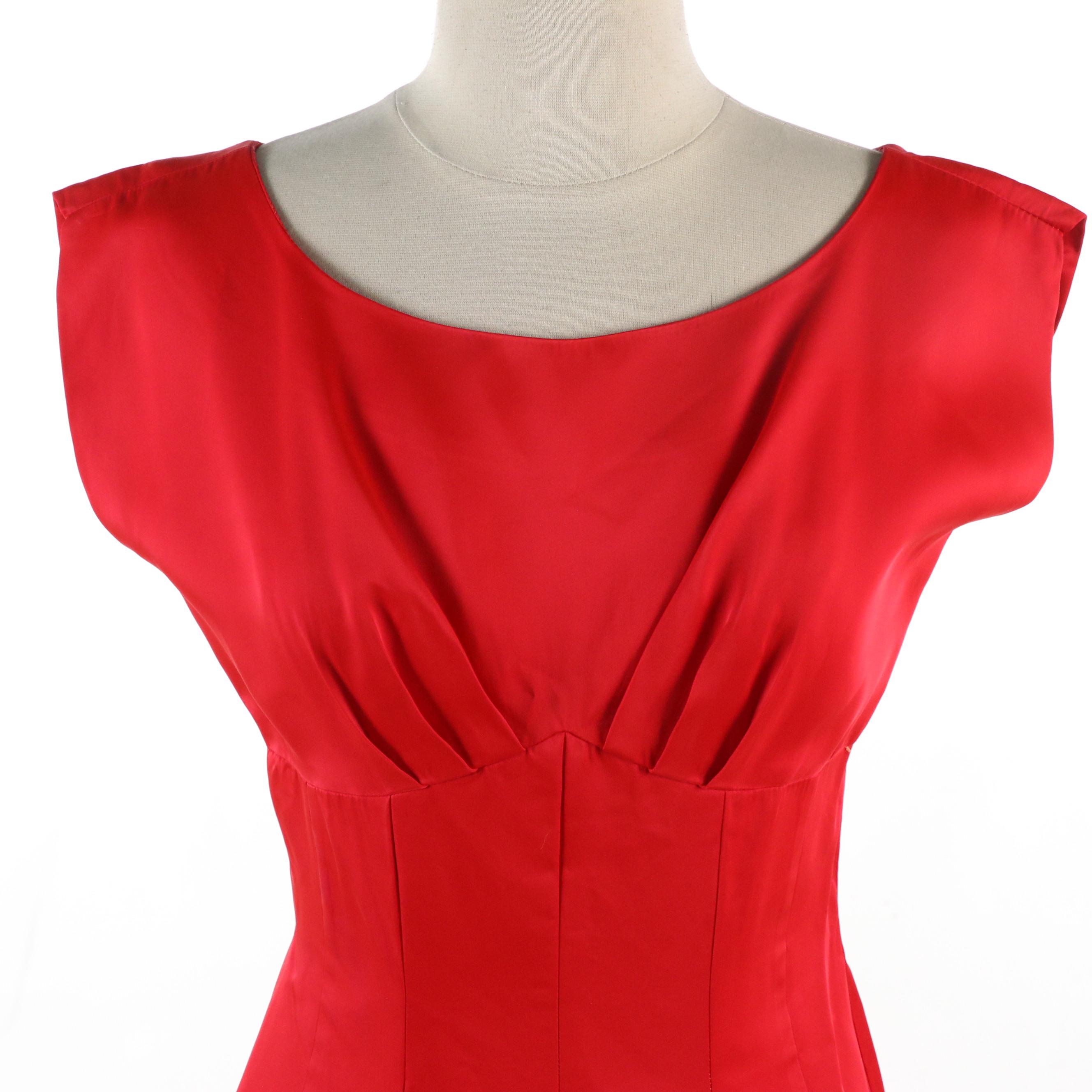 Ethel Allan Vintage Red Wool Coat with Other Tailored Midi Dress