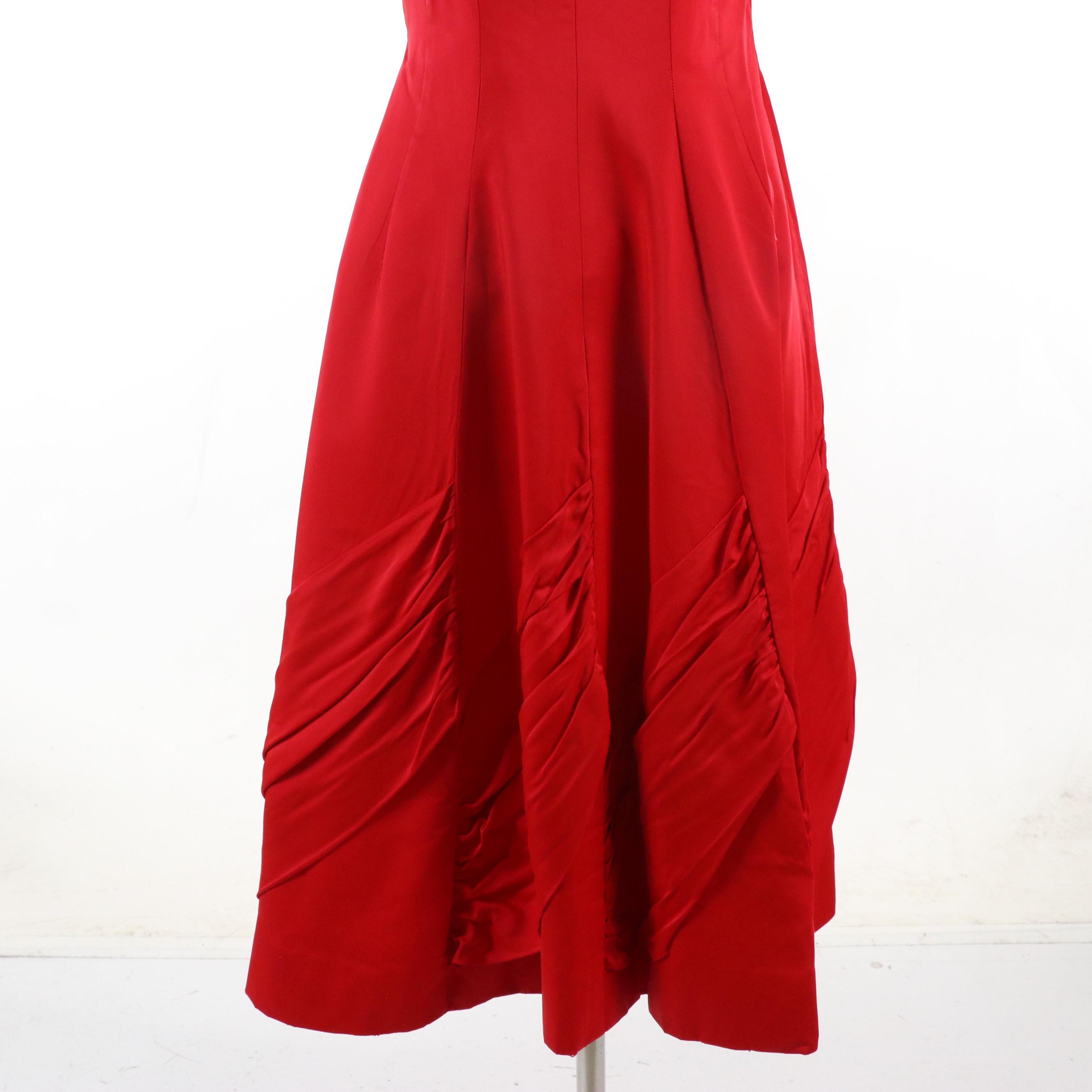 Ethel Allan Vintage Red Wool Coat with Other Tailored Midi Dress