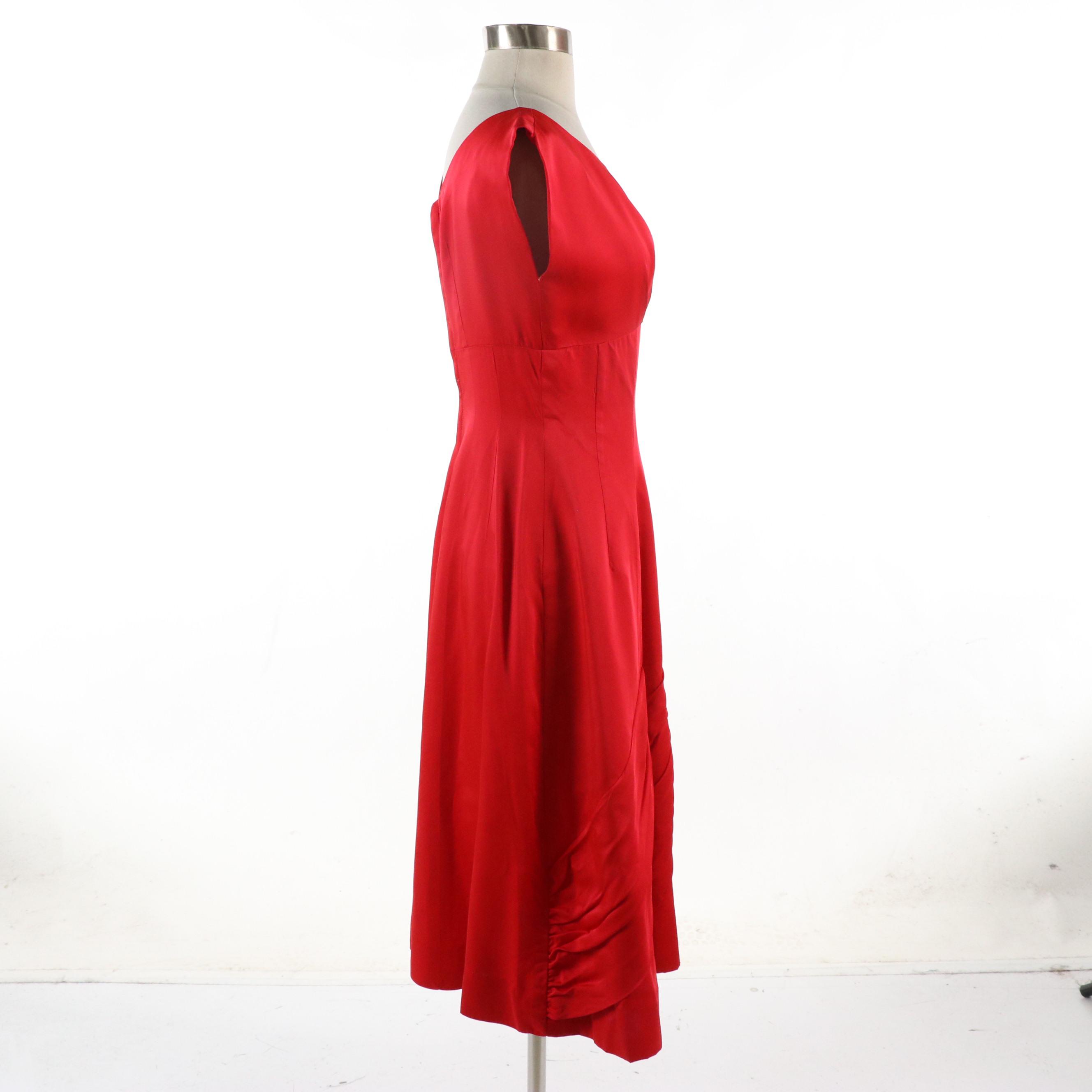 Ethel Allan Vintage Red Wool Coat with Other Tailored Midi Dress