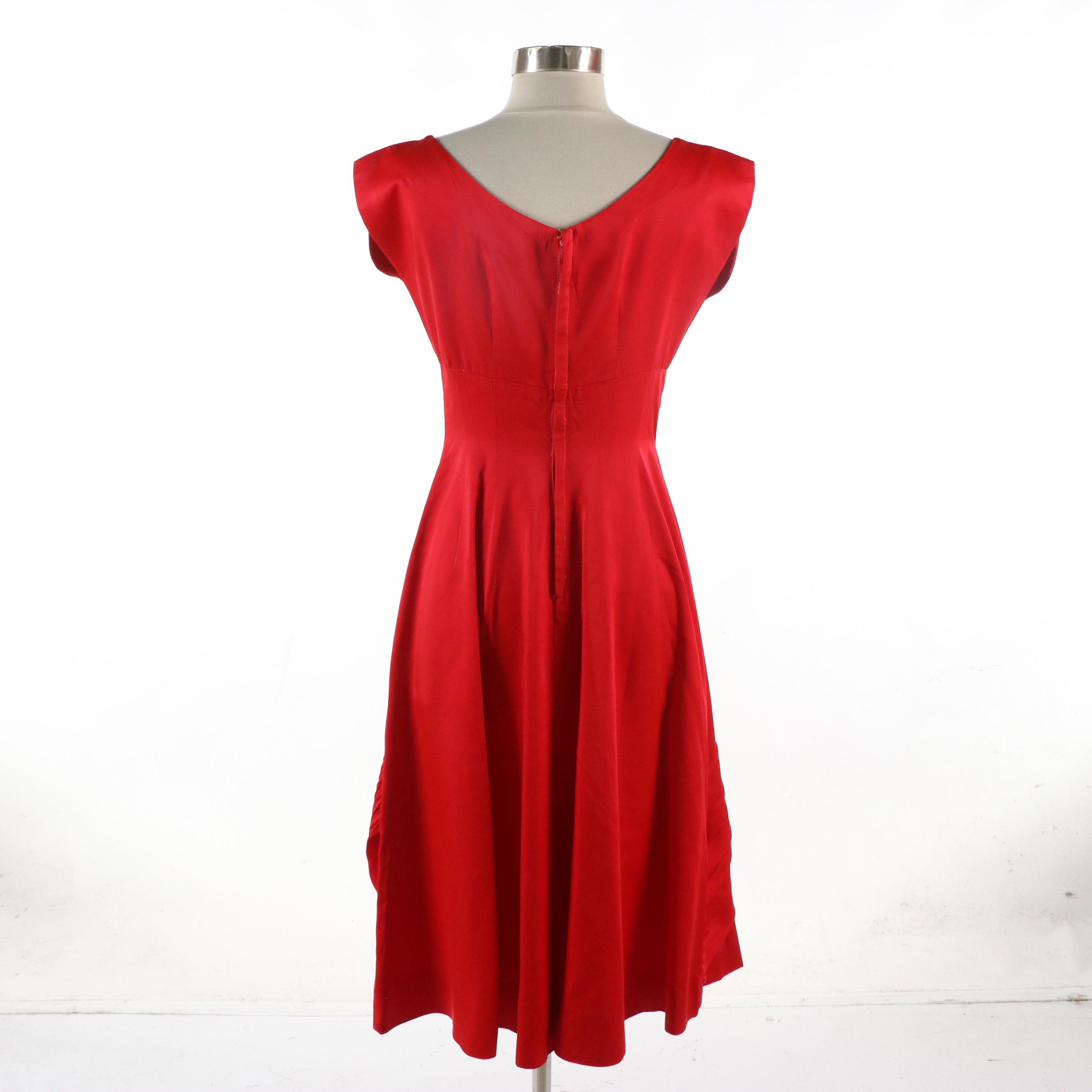 Ethel Allan Vintage Red Wool Coat with Other Tailored Midi Dress