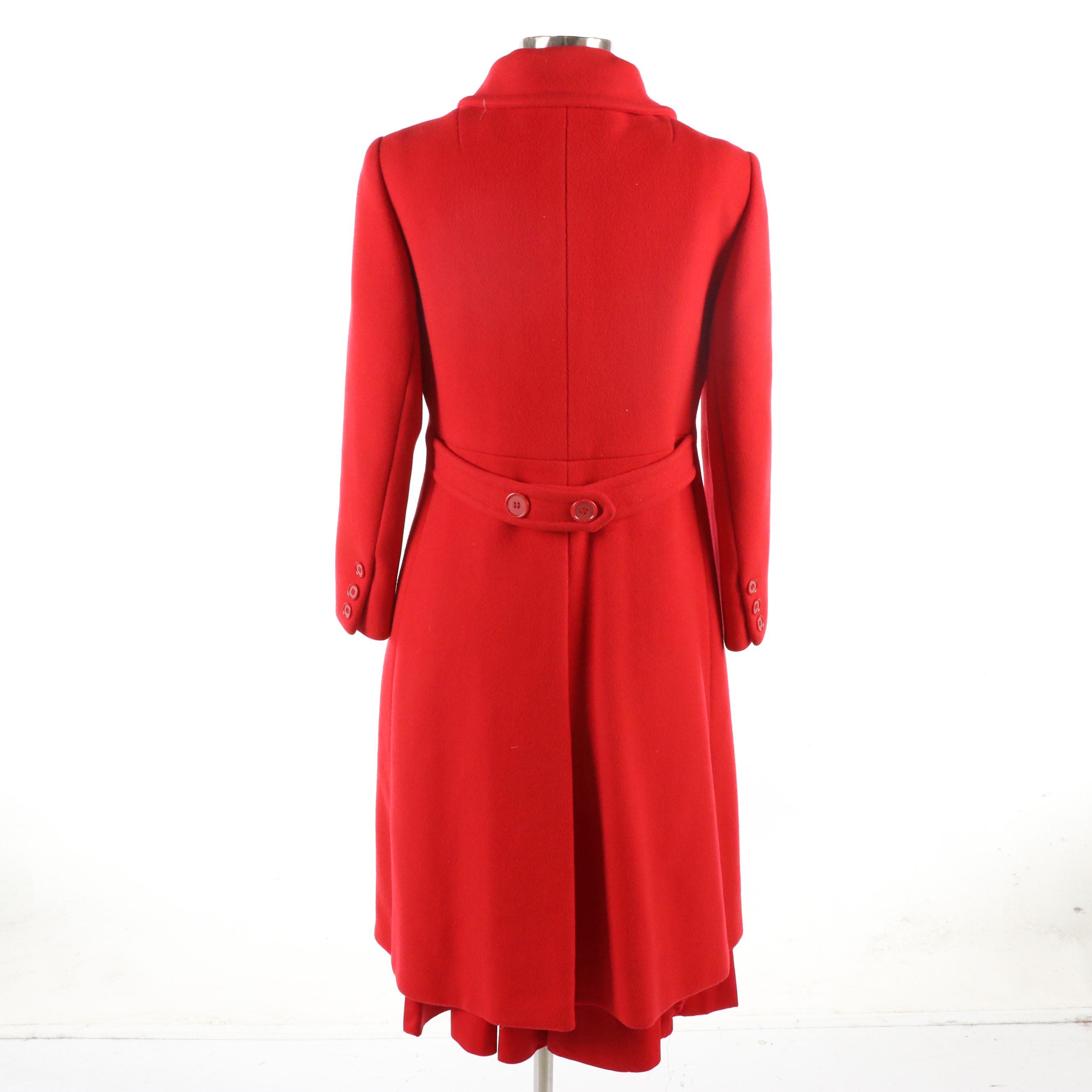 Ethel Allan Vintage Red Wool Coat with Other Tailored Midi Dress