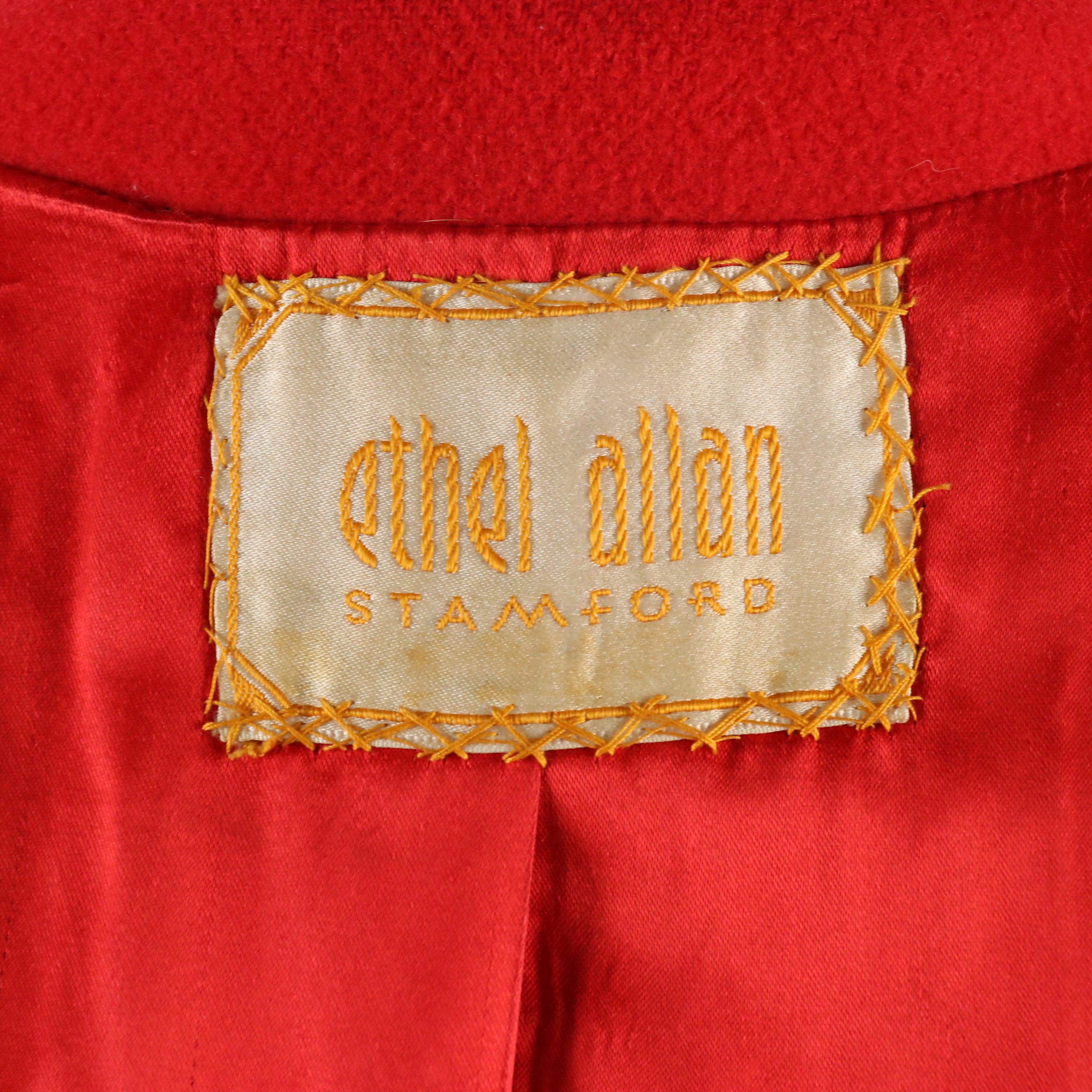 Ethel Allan Vintage Red Wool Coat with Other Tailored Midi Dress