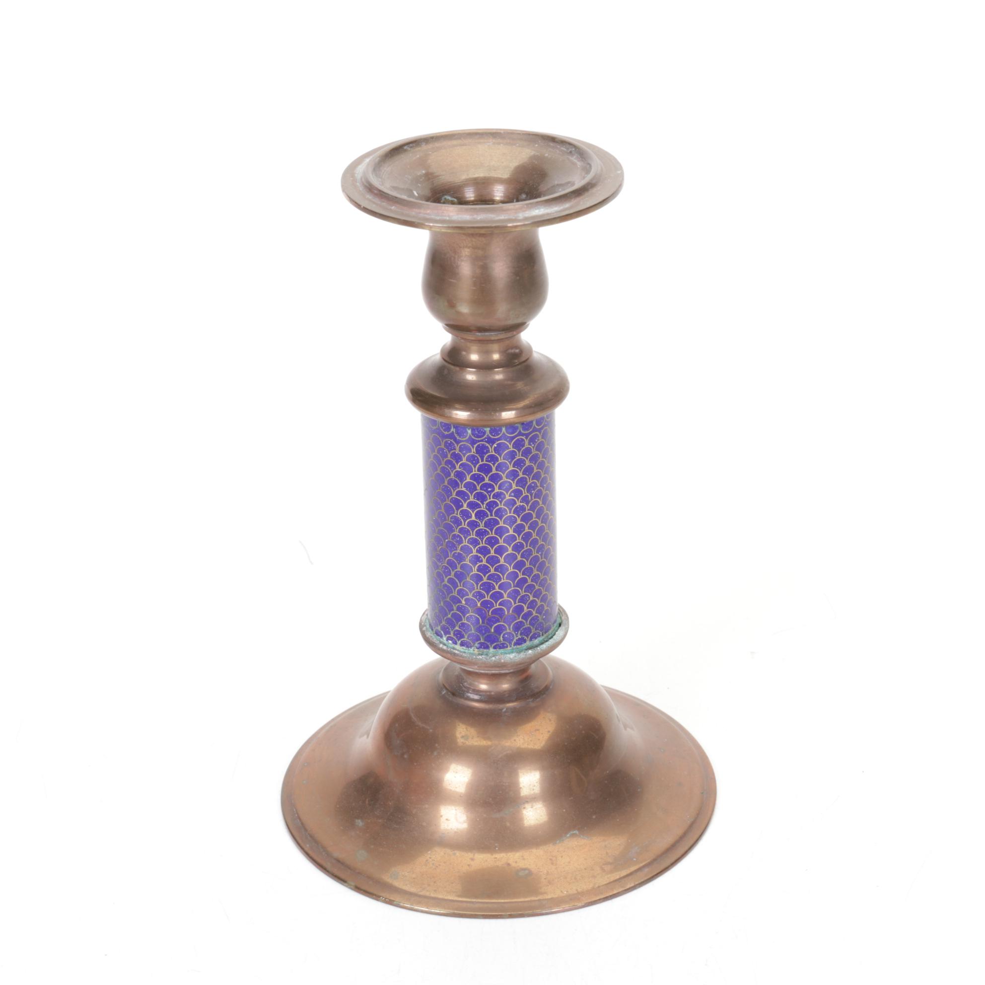 Neiman Marcus Cobalt Enamel Candlestick, Wooden Fife with Brass Caps and More